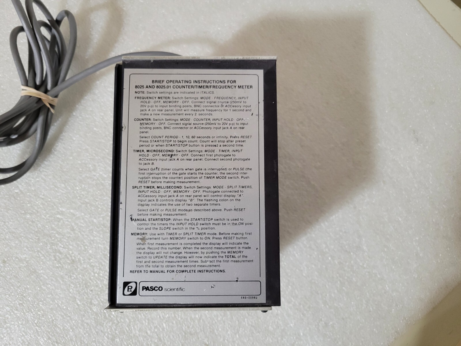 Pasco Scientific Model 8025 Counter Timer Module