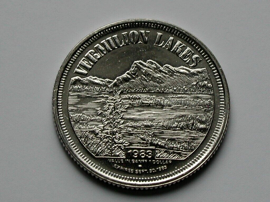 Banff/Lake Louise AB CANADA 1983 Rockies Souvenir DOLLAR Token - Vermilion Lakes