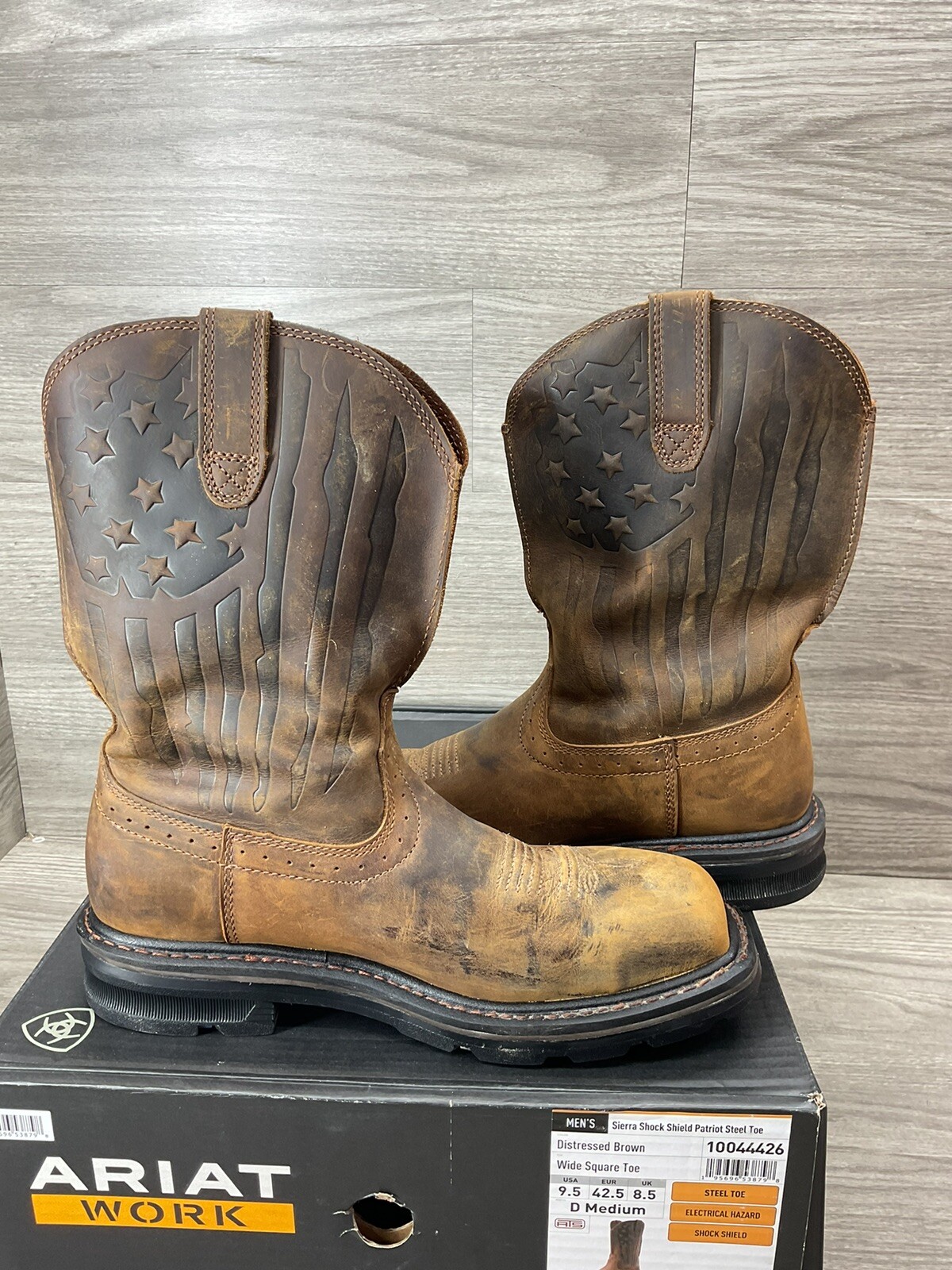 ARIAT Men Sz 9.5 D 10044426 Sierra Shock Shield Patriot Steel Toe Work Boot