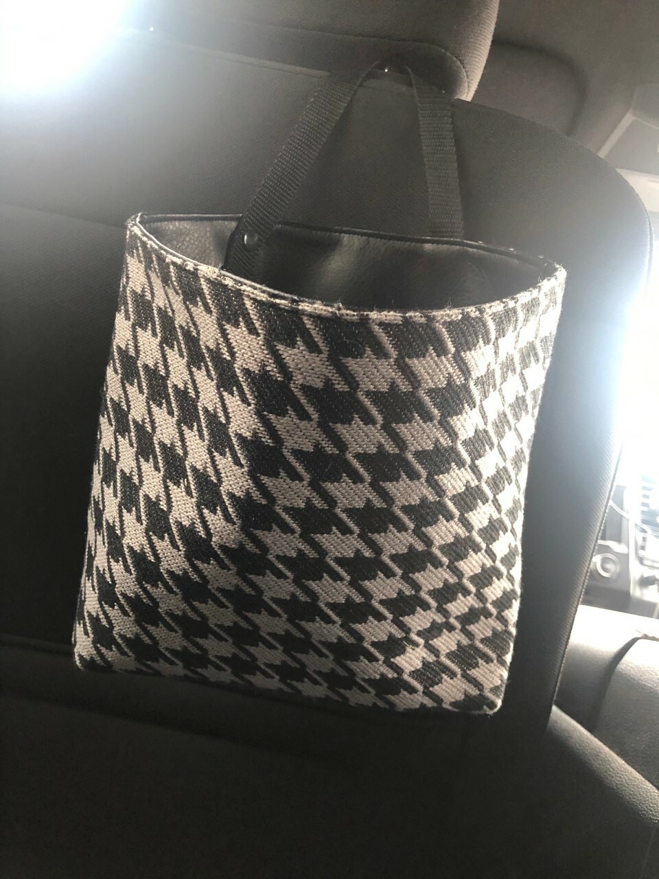 Garbage Bag for car Seat Back Organizer Waste basket Storage houndstooth  fabric