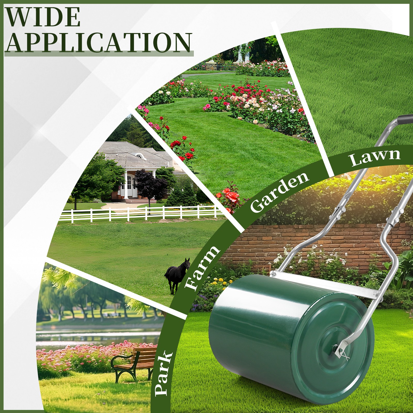 24in Heavy Duty Steel Lawn Roller, Garden Roller