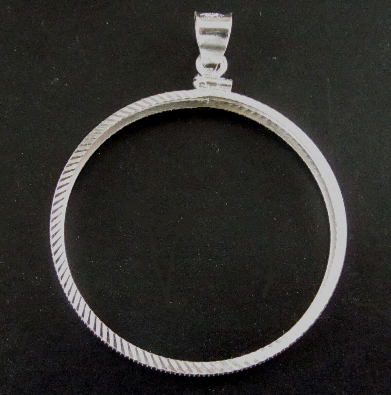 Coin Bezel One Ounce Silver Panda 40mm Diamond Cut Sterling Silver Soldered Bail