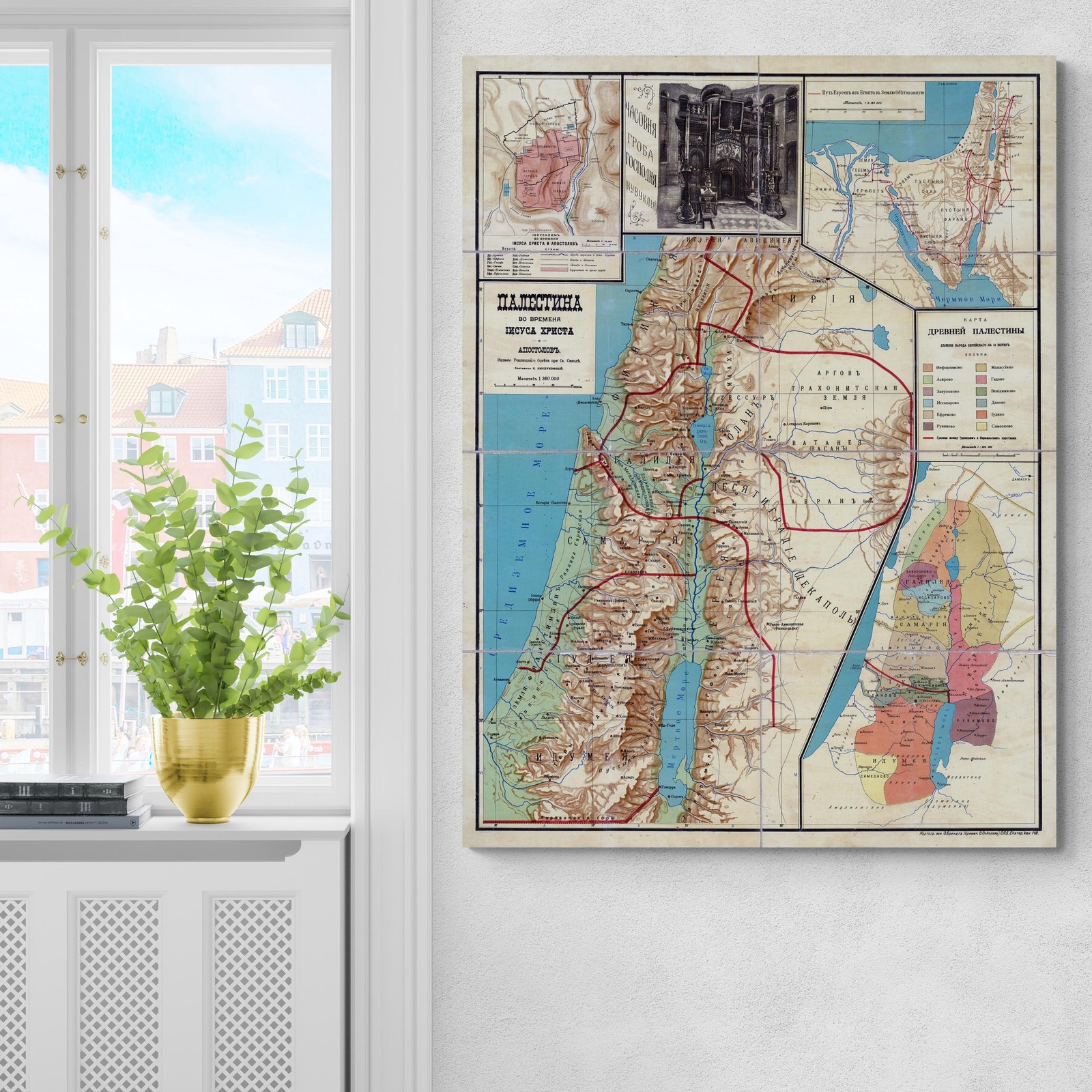 Russian Language Map of Ancient Palestine – Biblical Sites & Roman Provinces
