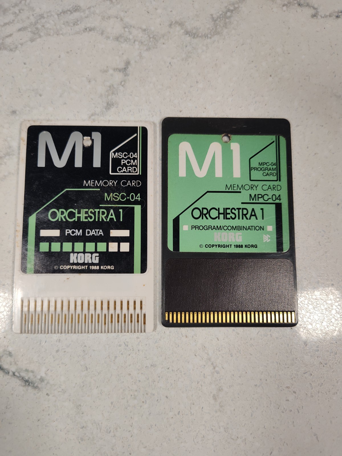Korg M1 Orchestral 1 Memory Cards MSC-004 PCM & MPC-004 Program Card Pair