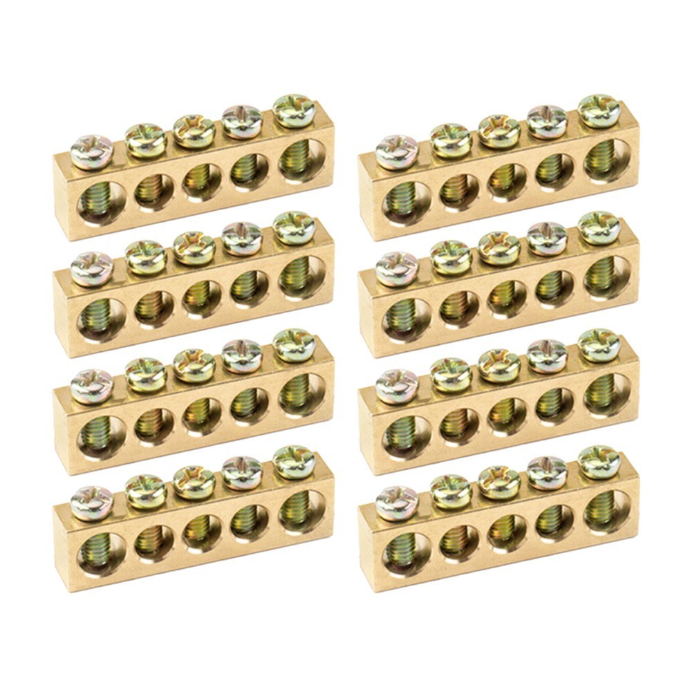 Electrical Grounding Terminal Blocks 8PCS Copper High-Bridge Busbar Set