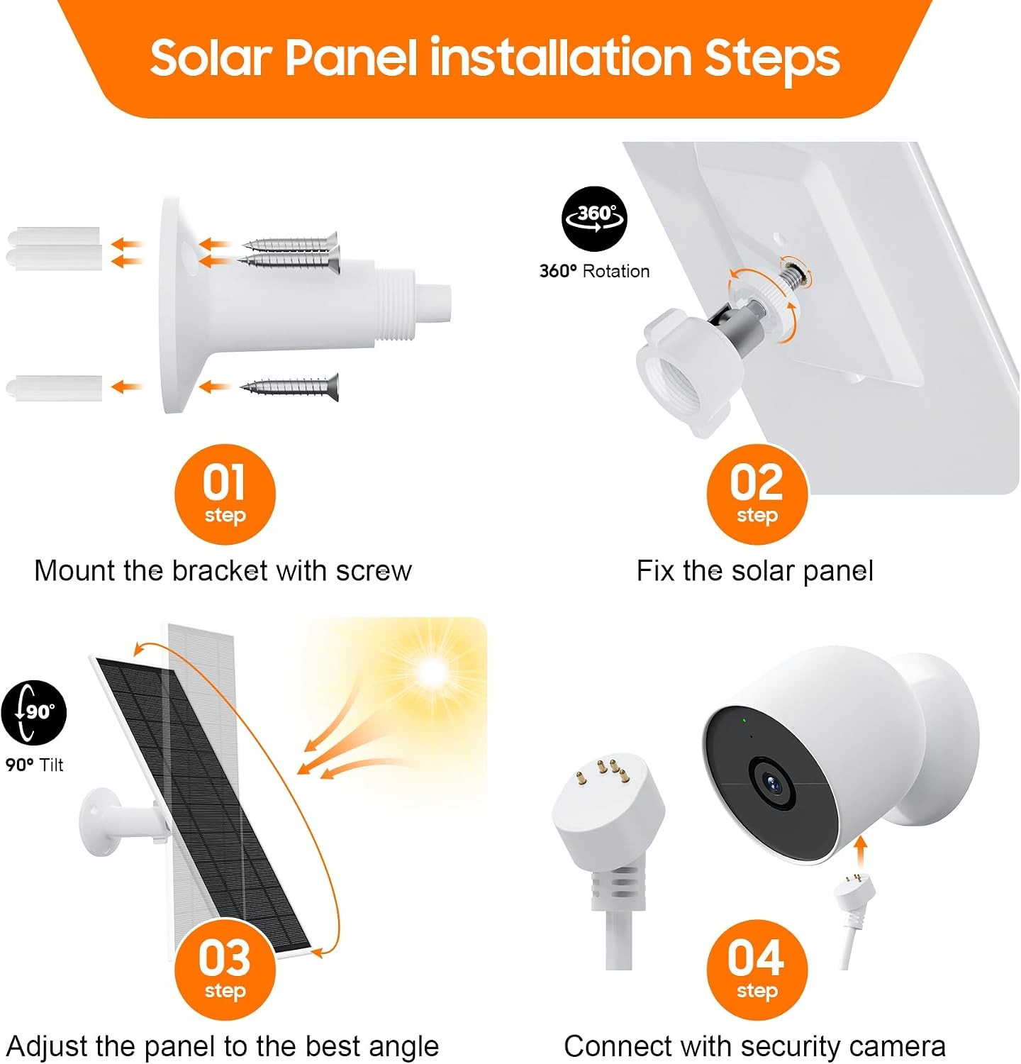 Solar Panel Google Nest Camera 2Pack Upgraded Solar Power Charger Google Nest