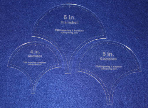 Laser Cut Quilt Templates- 3 Piece Clamshell - Clear Acrylic 1/8" -Tessellation