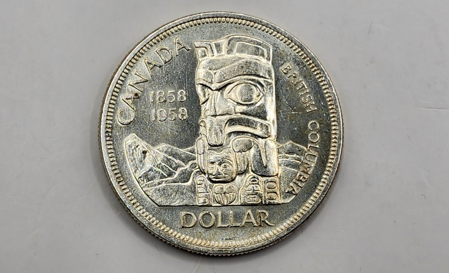 1958 Canada 1 Dollar Silver Coin - British Columbia - KM#55