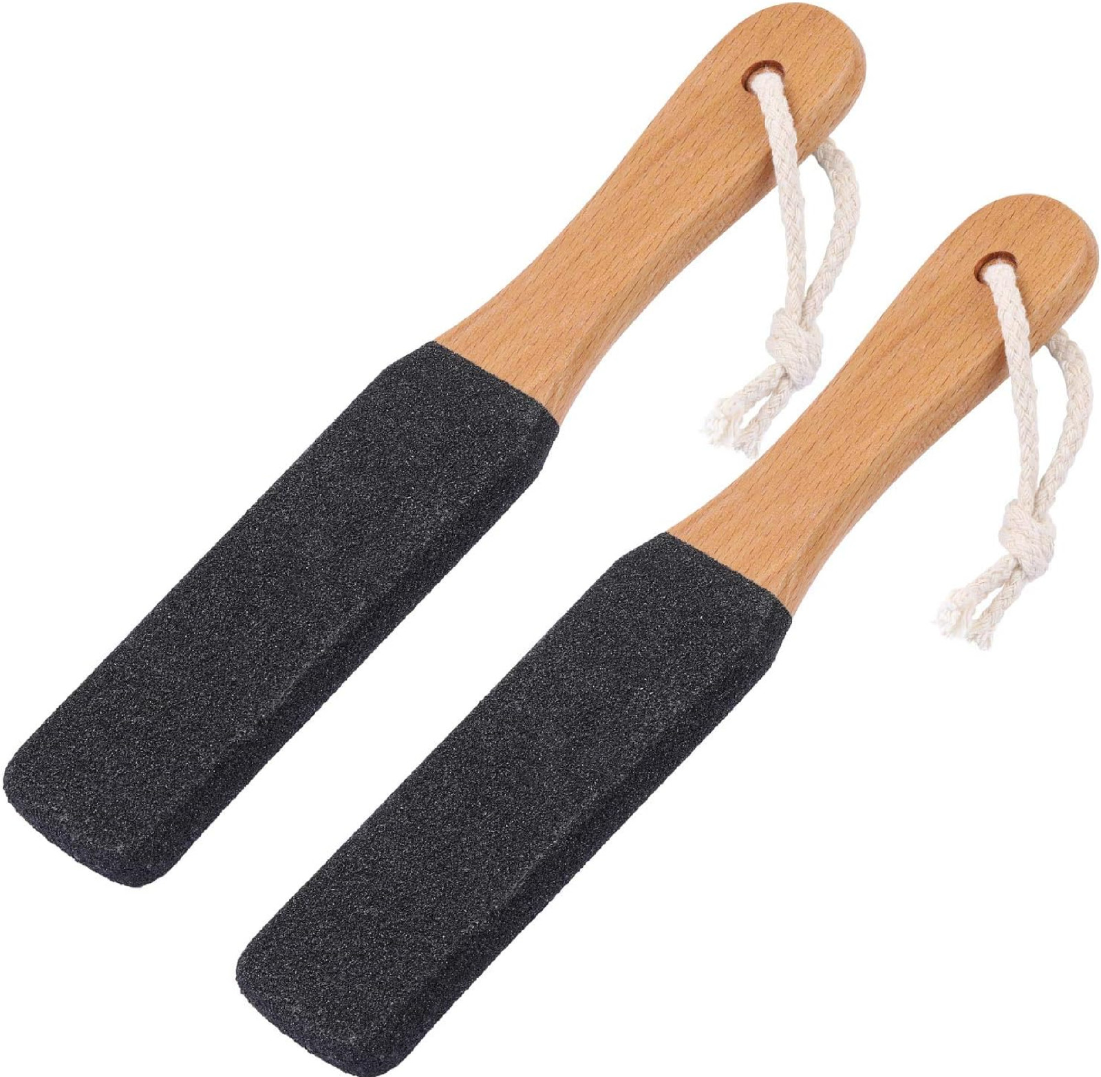 2 Pieces Foot File Callus Remover Heel Grater Wooden Handle Foot Scrubber Pedicu