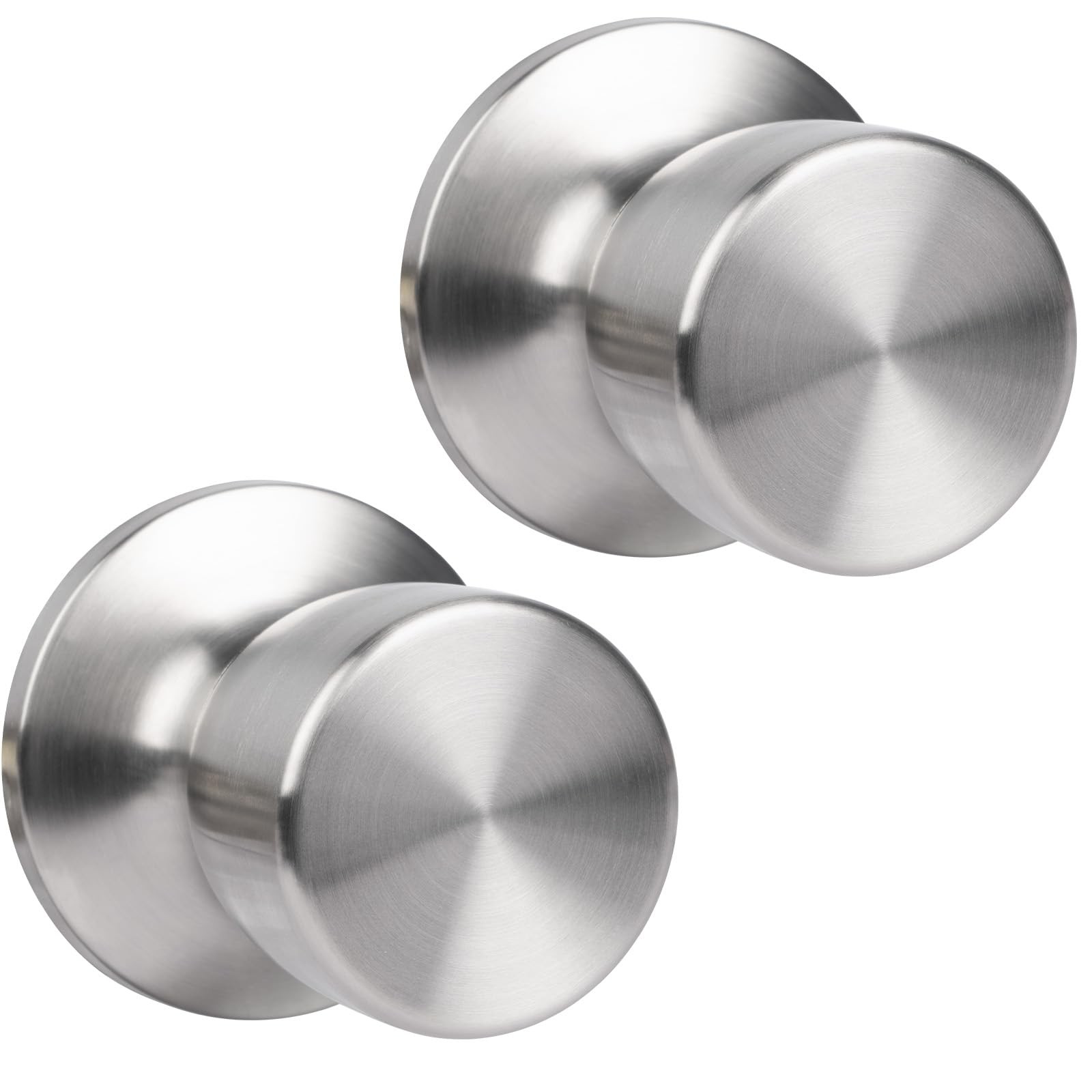 HOSOM 2 Pack Dummy Door Knobs, Keyless Closet Knobs 2 Pack, Satin Nickel