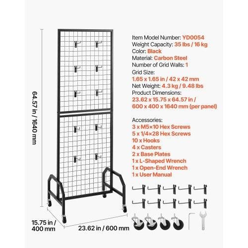 Grid Wall Panel 19 x 5.4 ft Wire Grid Panels Display Rack Movable Art