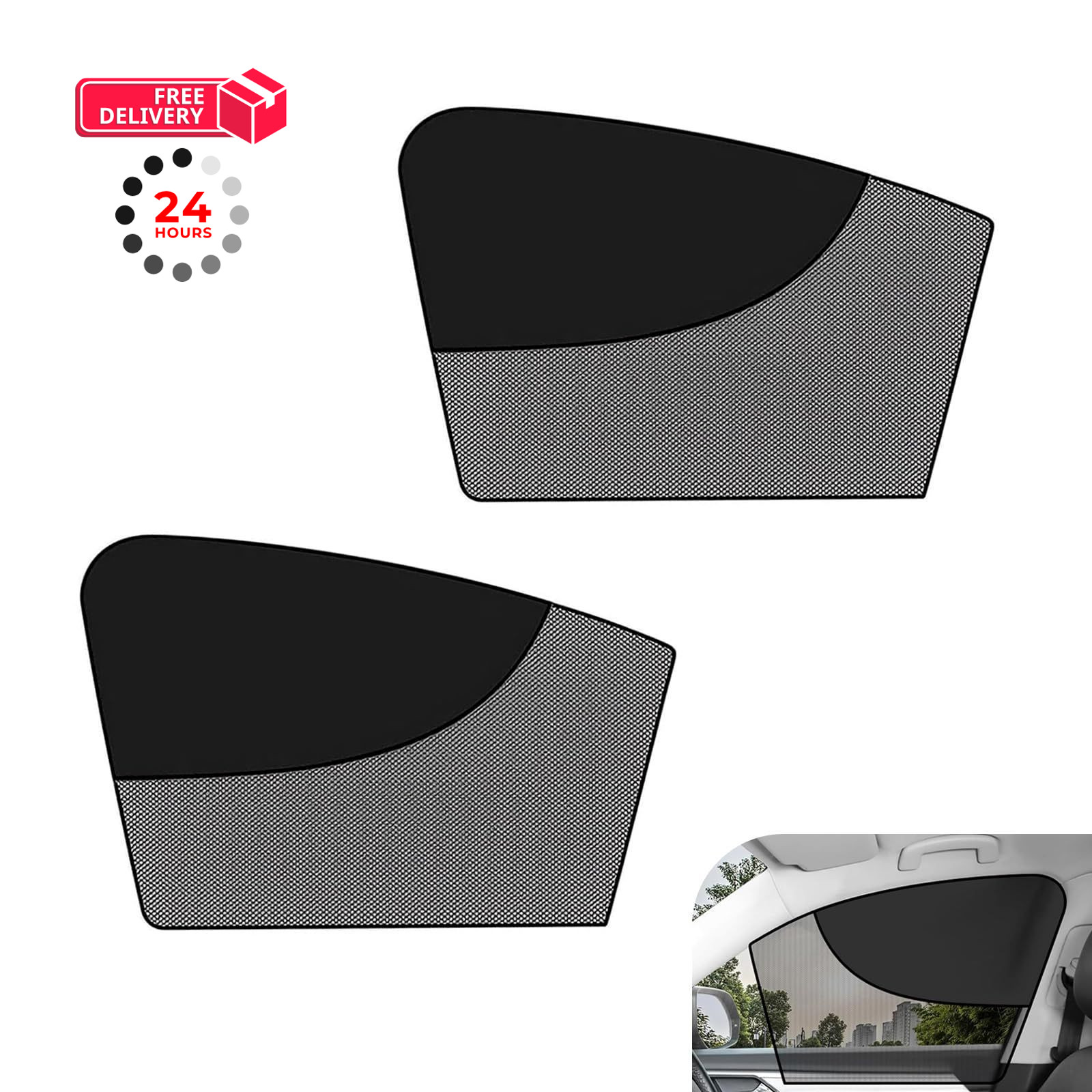 ekurfos 2 PCS Car Front Side Window Shades, Sun & Heat Blocking Black
