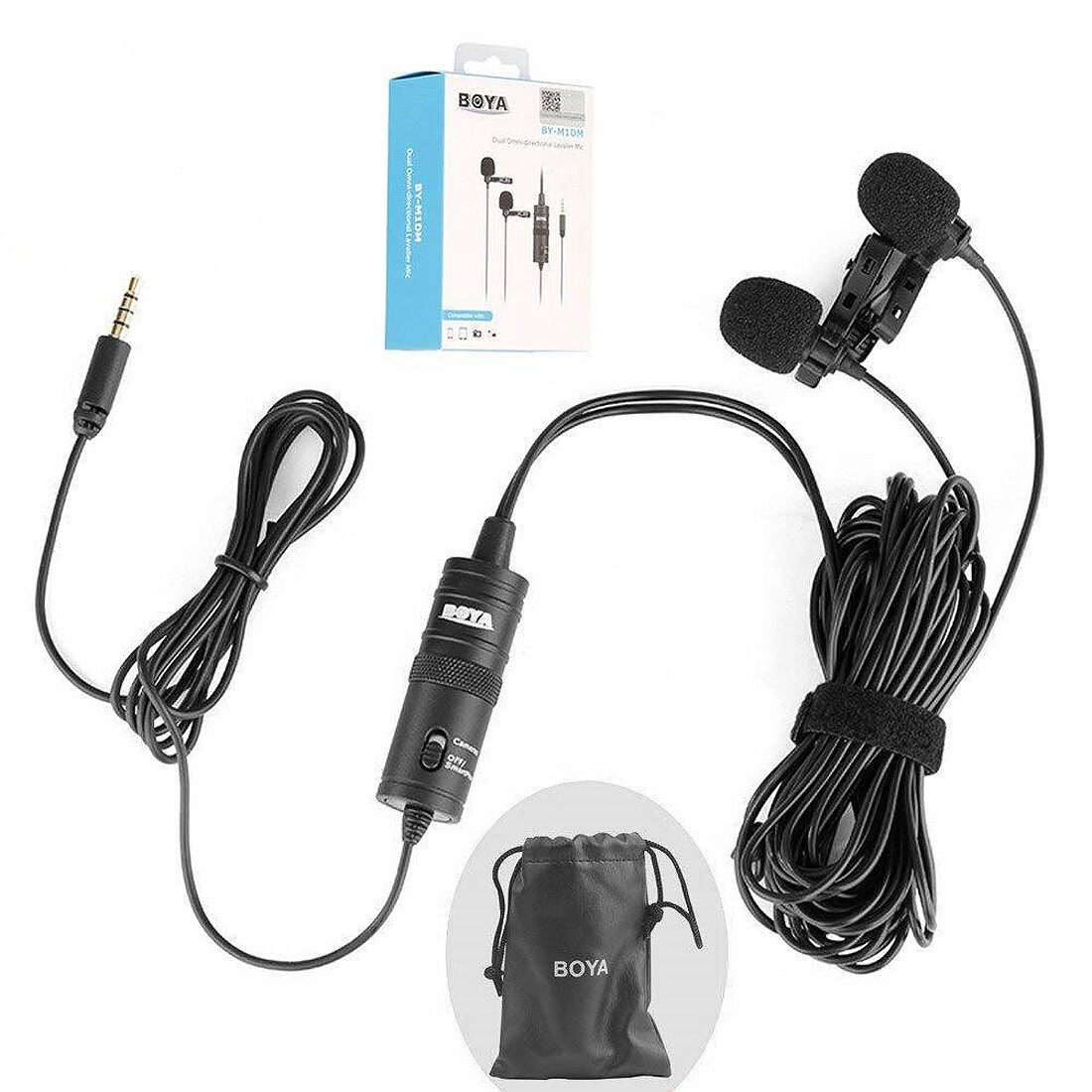 BOYA BY-M1DM Dual Omni-directional Lavalier Microphone for Sony a6500 a6400