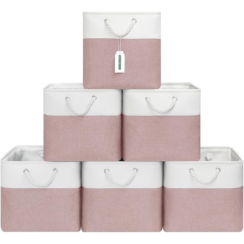Foldable Storage Cube Bins W/ Strong Handles Multi-Purpose Organizer 6 Pack New