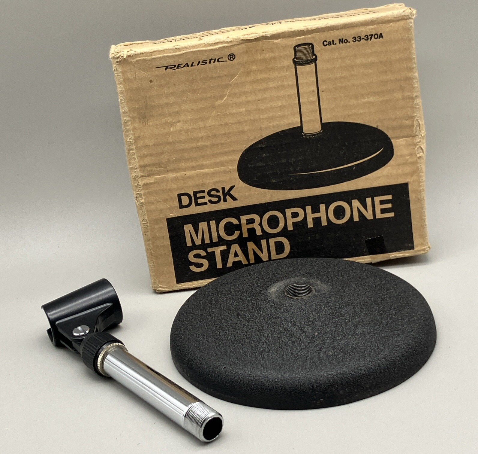 Radio Shack Desk Table Top Cast Iron Podium Microphone Stand 33-370A With Box