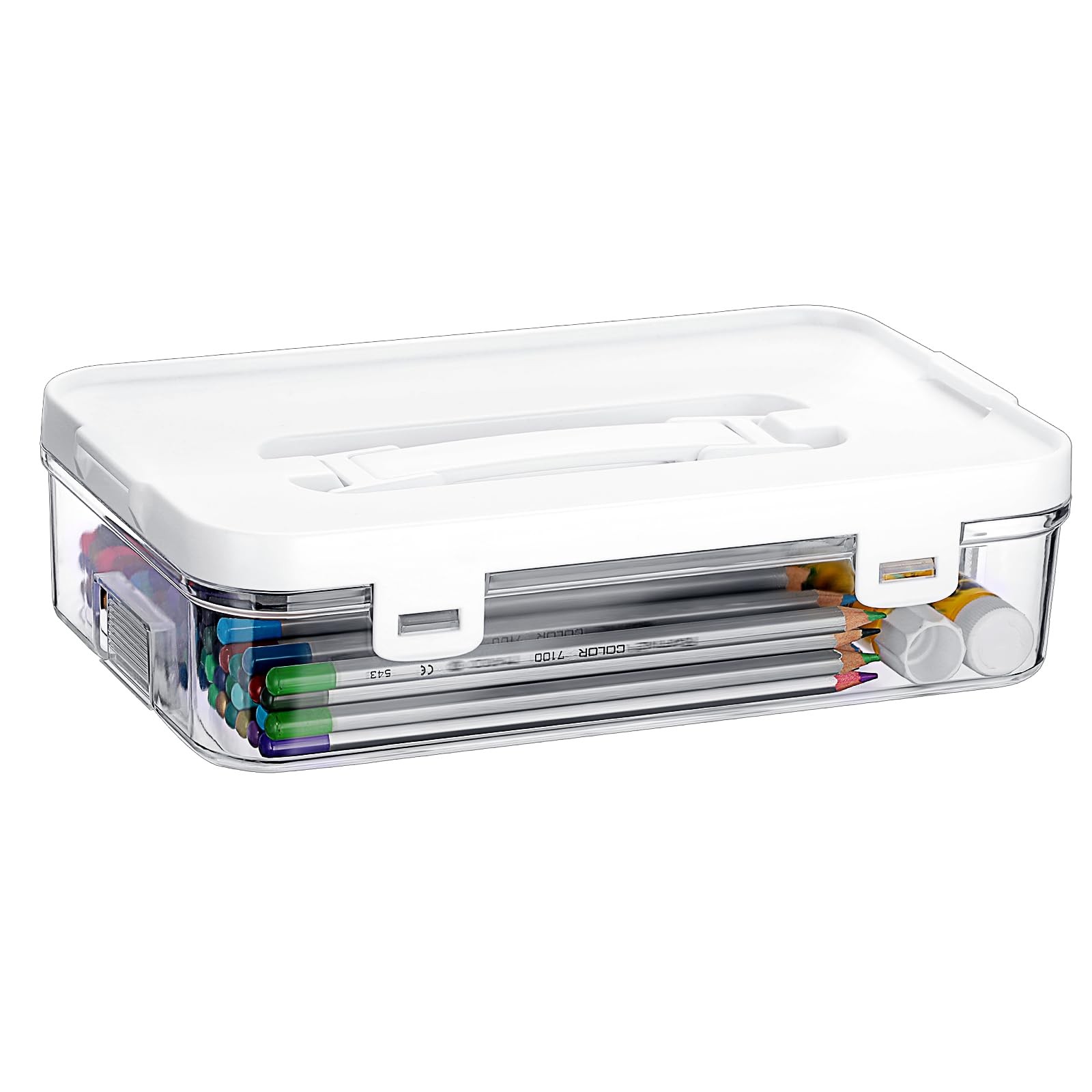 Clear Plastic Storage Container with Lid & Handle, Multipurpose Craft Organiz...