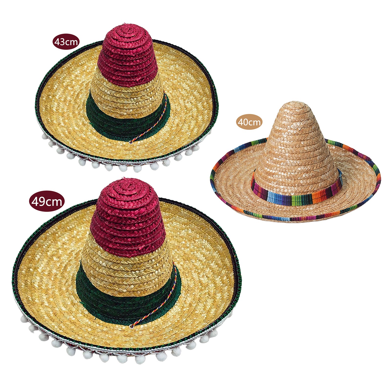 1Pc Adult Mexican Sombrero Hat Straw Hat Outdoor Sunshade Hat Fiesta Cap Party