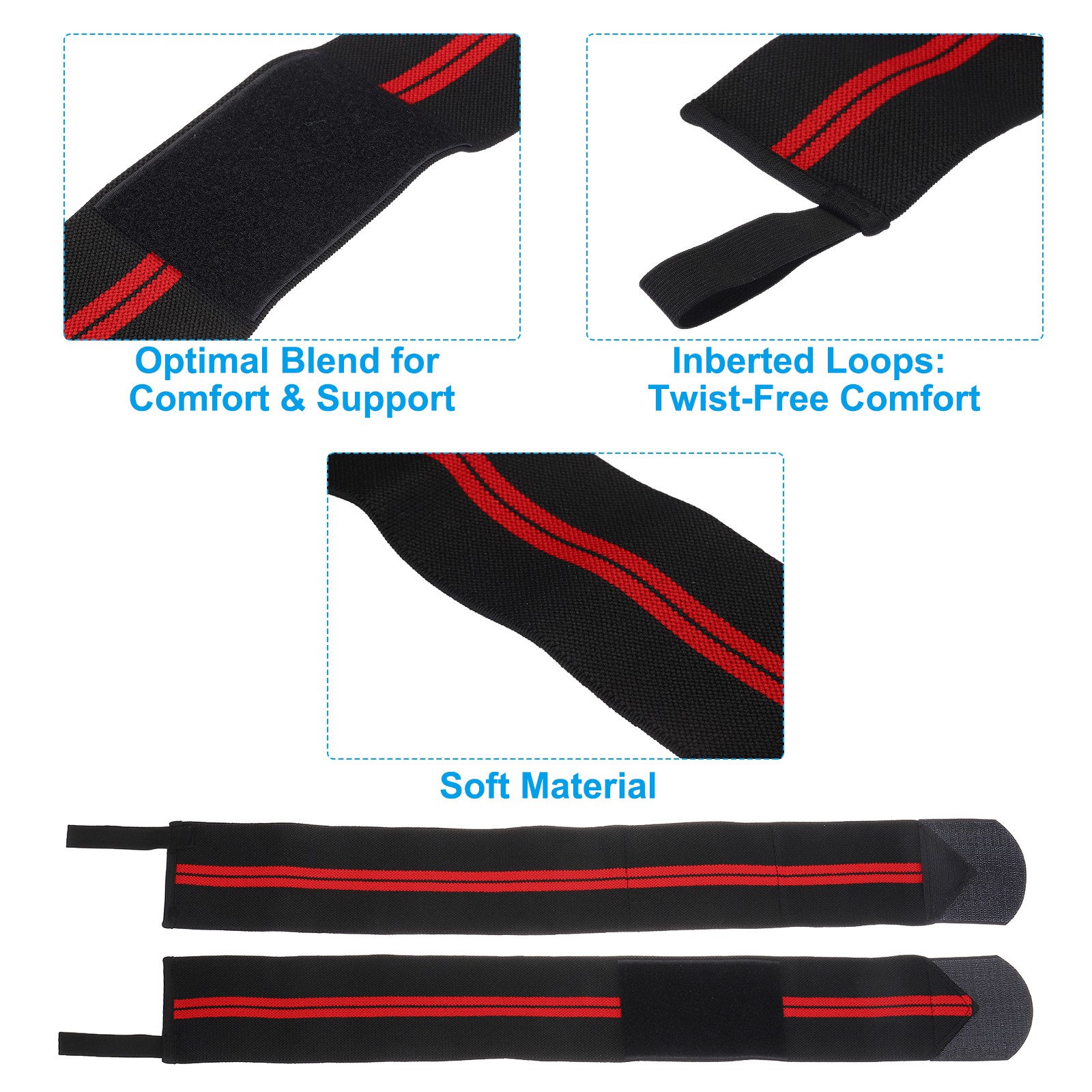2 Pcs Wrist Brace, Lifting Wrist Wraps Gym Strap for Men Women, Deep Red