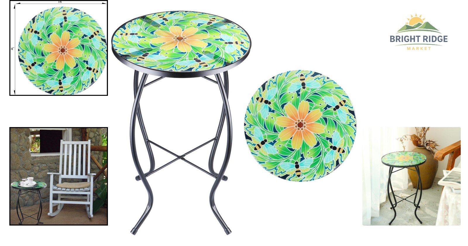 Versatile 14-Inch Round Table for Plants, Drinks, or Indoor Decoration