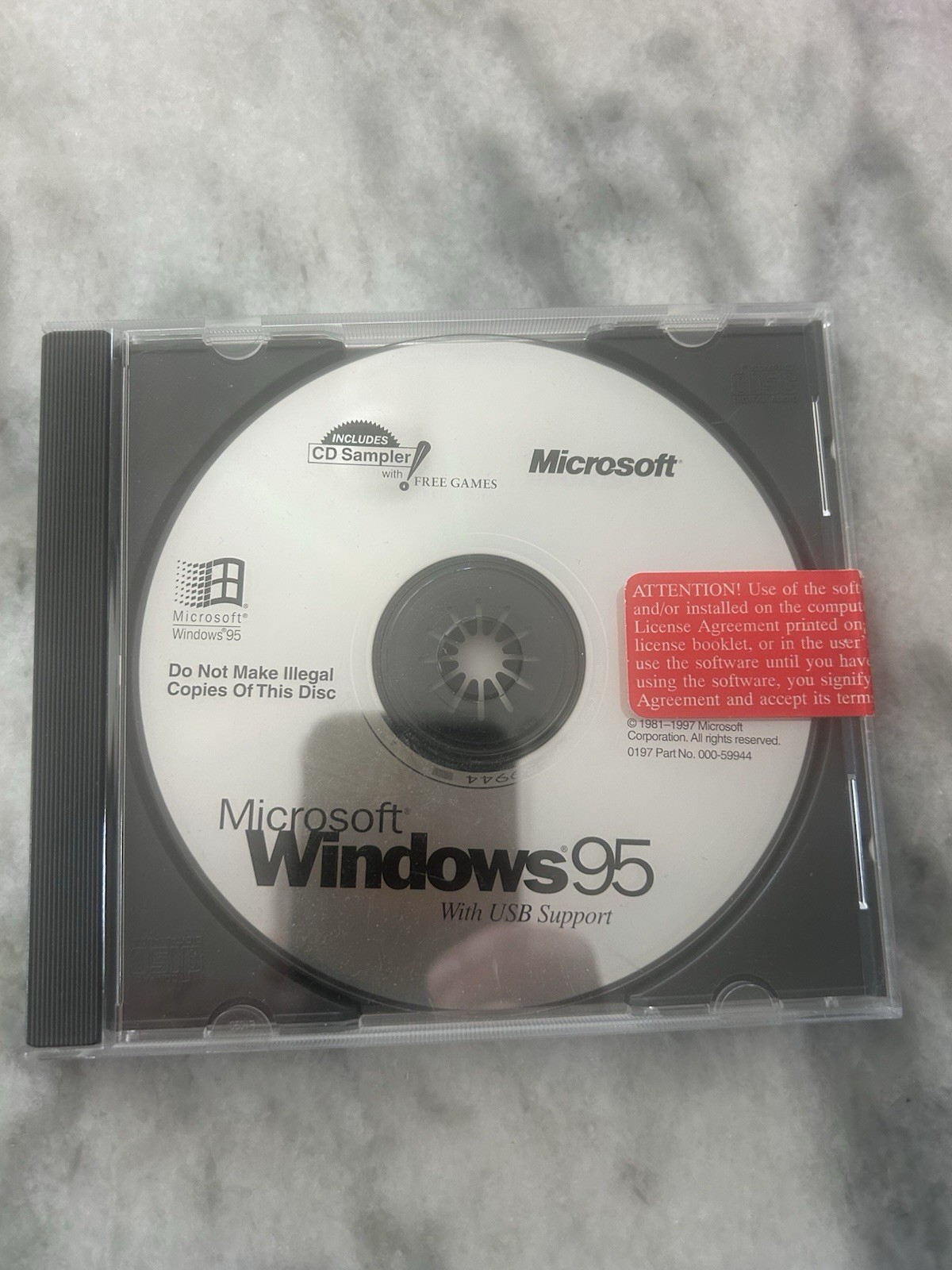Microsoft Windows 95 OEM CD With USB Support Vintage Software Disc Only