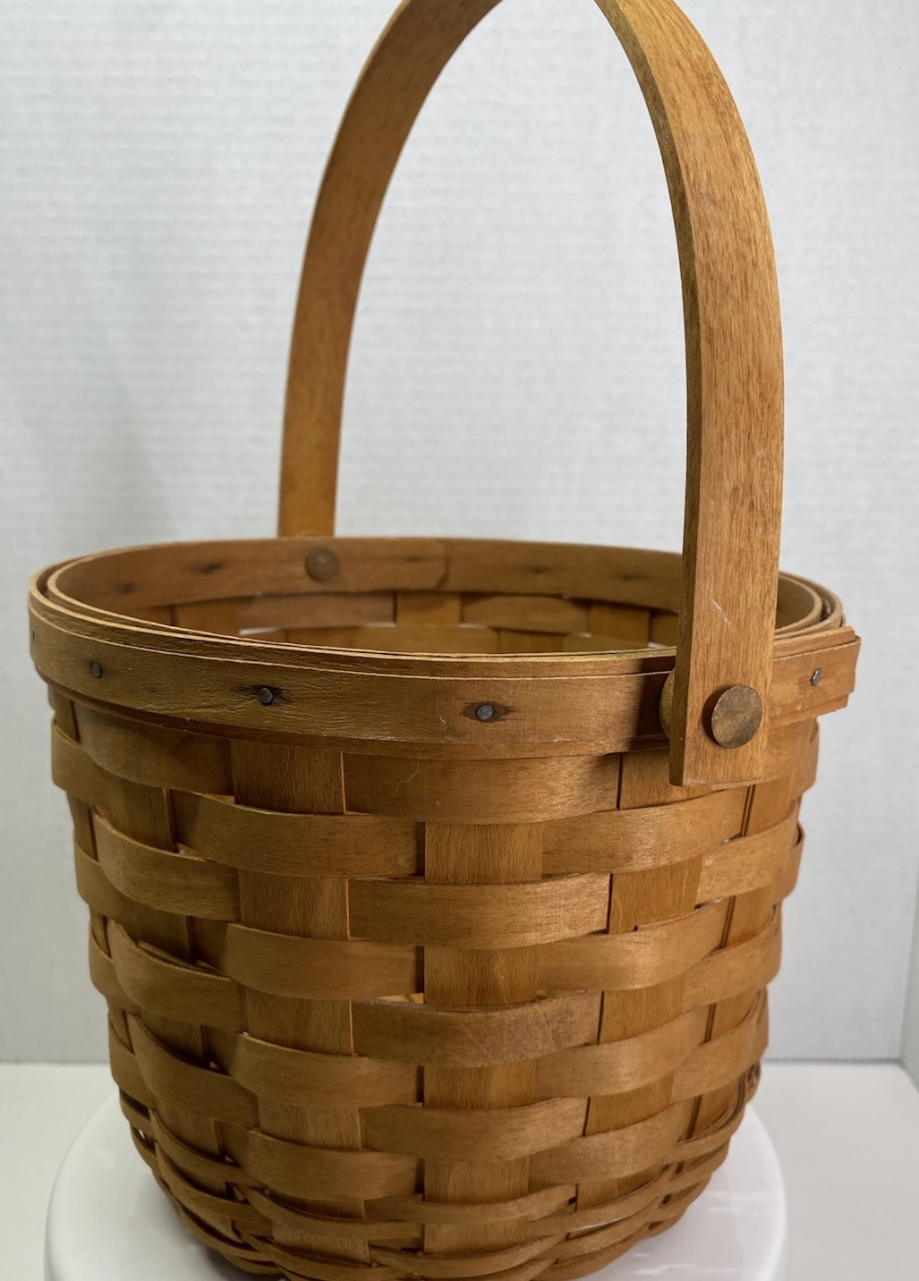 1994 LONGABERGER Classic Tall Medium Fruit Basket Swinging Handle