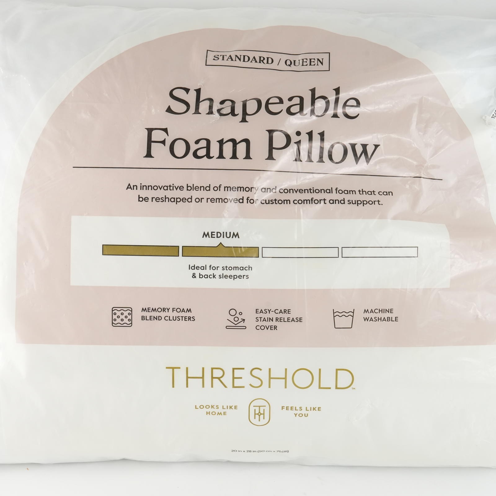 Threshold Queen Shapeable Memory Foam Bed Pillow Adjustable Washable