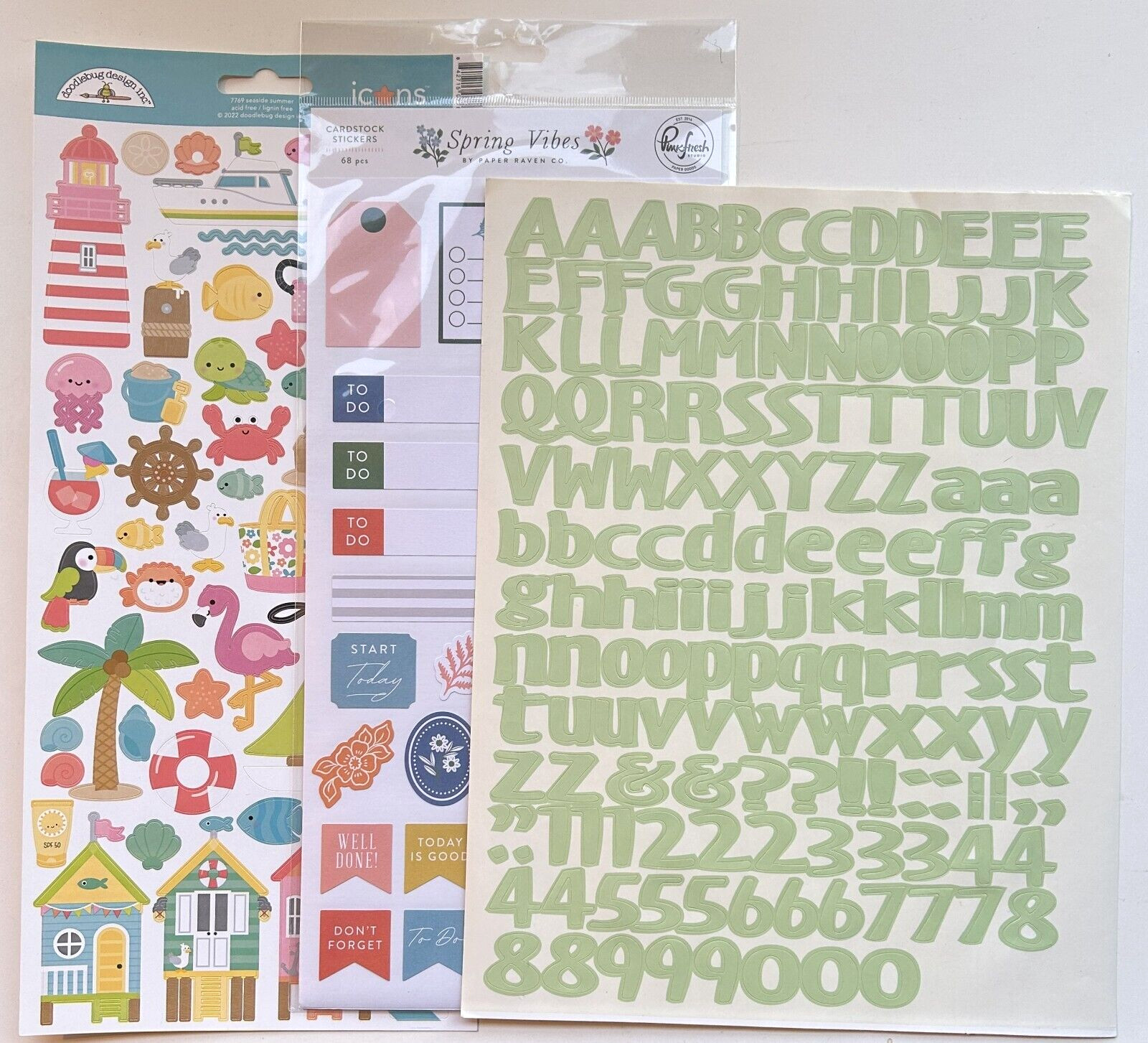 3 New Pcs for Papercrafting Cardstock & Icon Stickers & 3/4" Letter/Number Sht