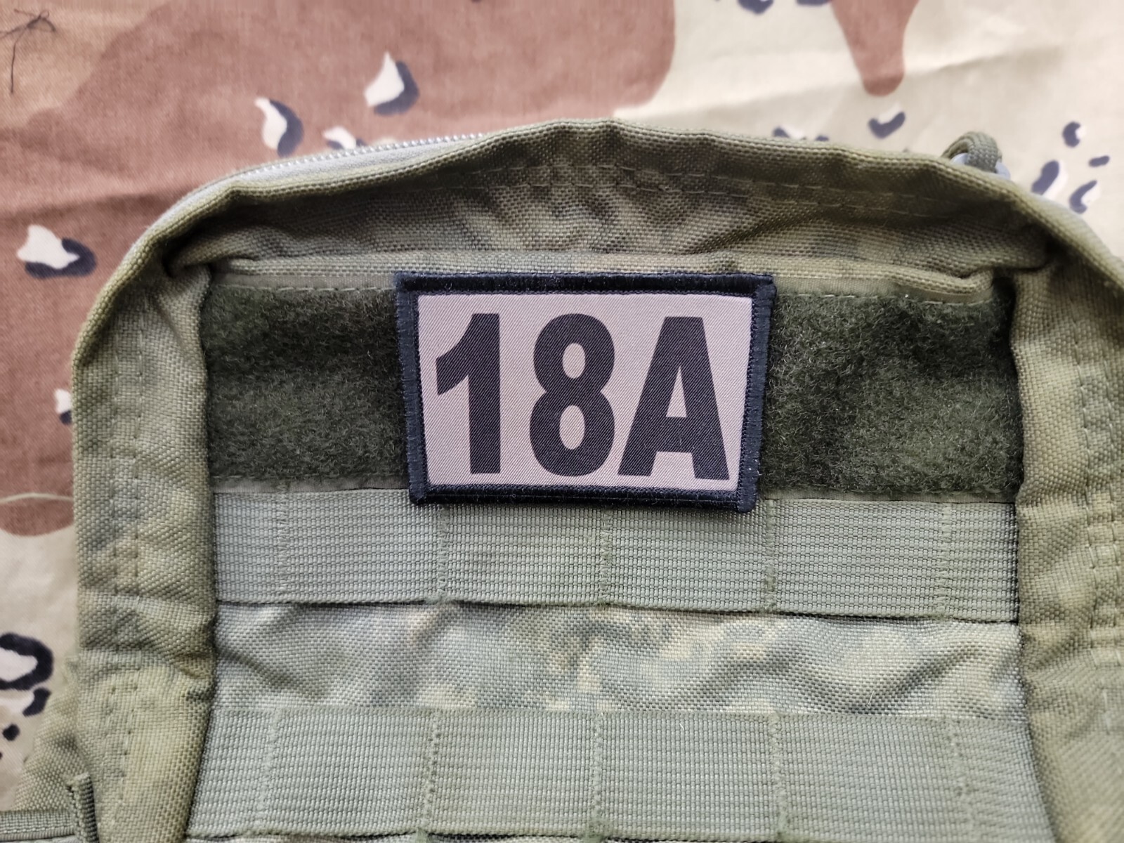 18A MOS TAN Hook Back Hat Bag 2x3 Patch Army Special Forces Officer
