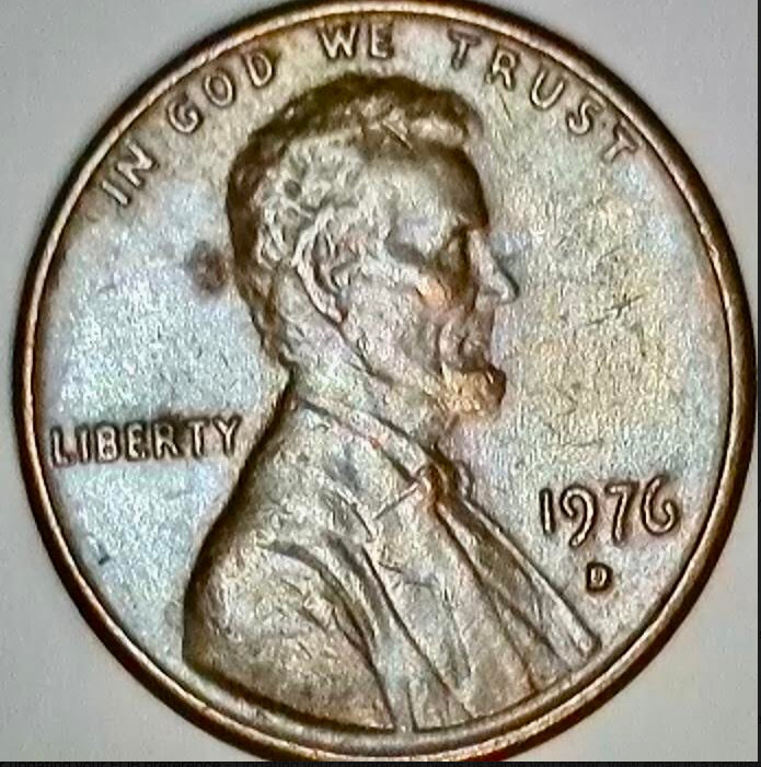ONE CENT LINCOLN PENNY 1976 D MINT MARK