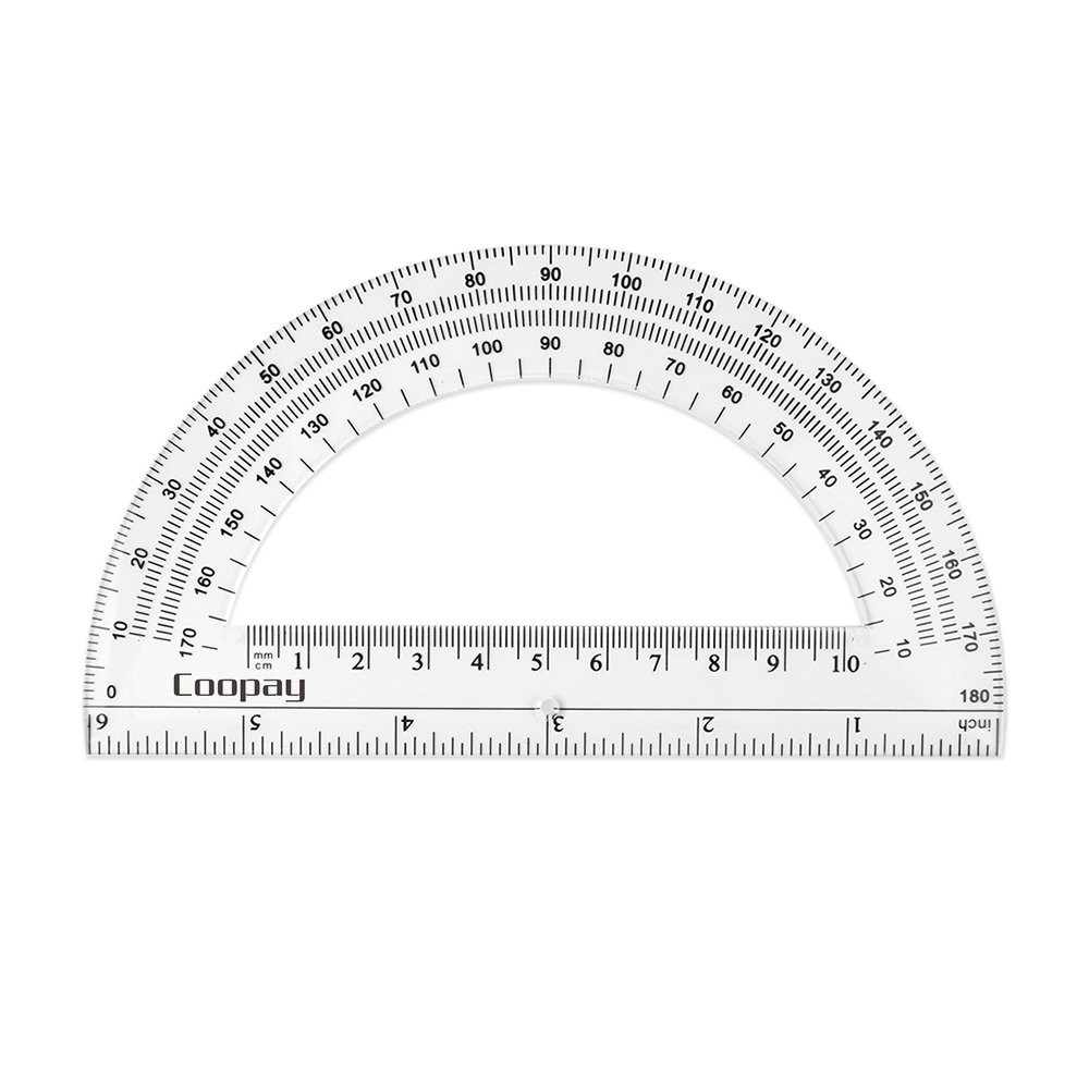 24 Pack 6 Inch Plastic Protractors, Clear, 180 Degrees, Student Math, Angle