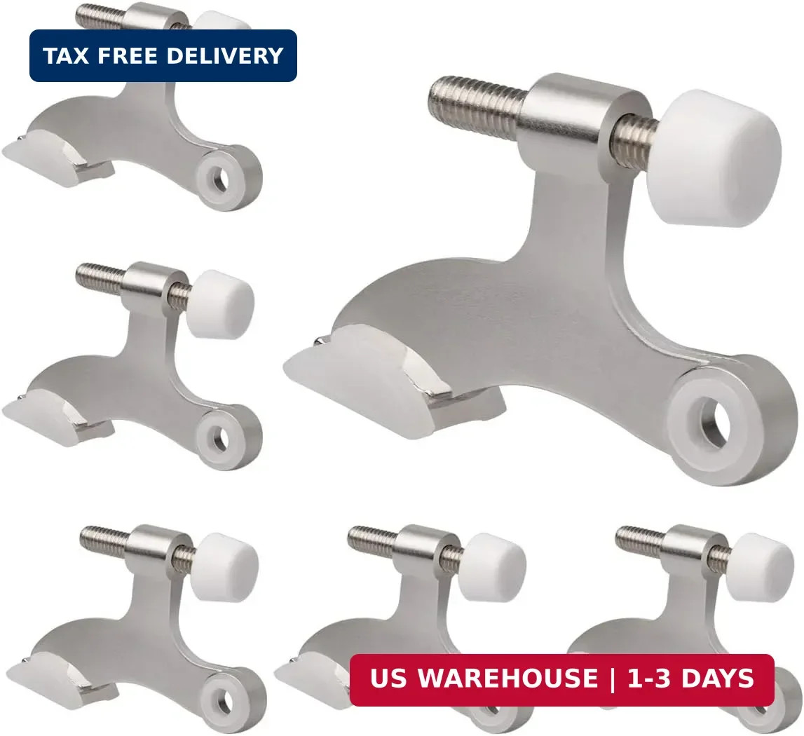 6 Pack Hinge Pin Door Stopper Brushed Satin Nickel - Adjustable Heavy Duty Hinge