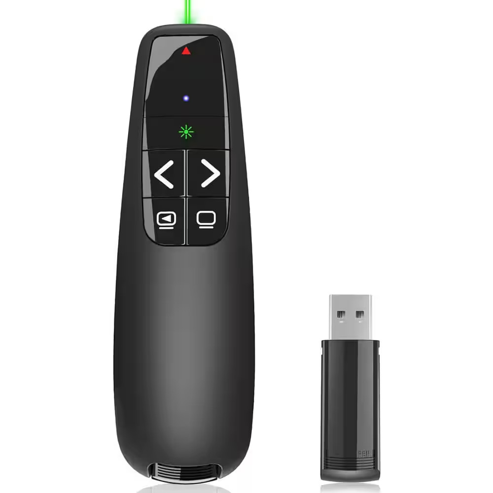 Wireless Presentation Screen Clicker with Green Laser Pointer for Powerpoint USB