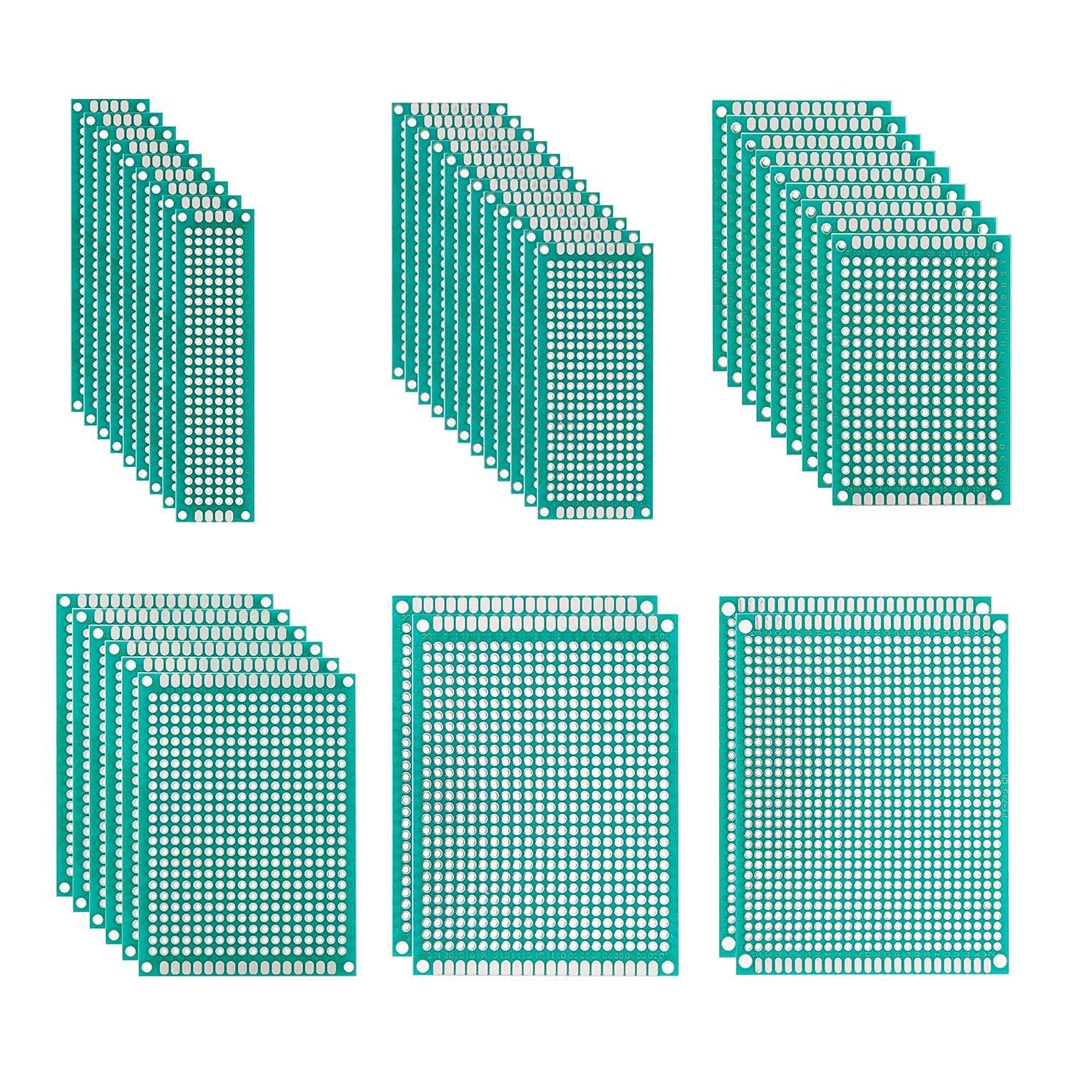 6 Vaules 40 Pcs Double Sided PCB Board Prototype Kit for DIY Soldering with 6...