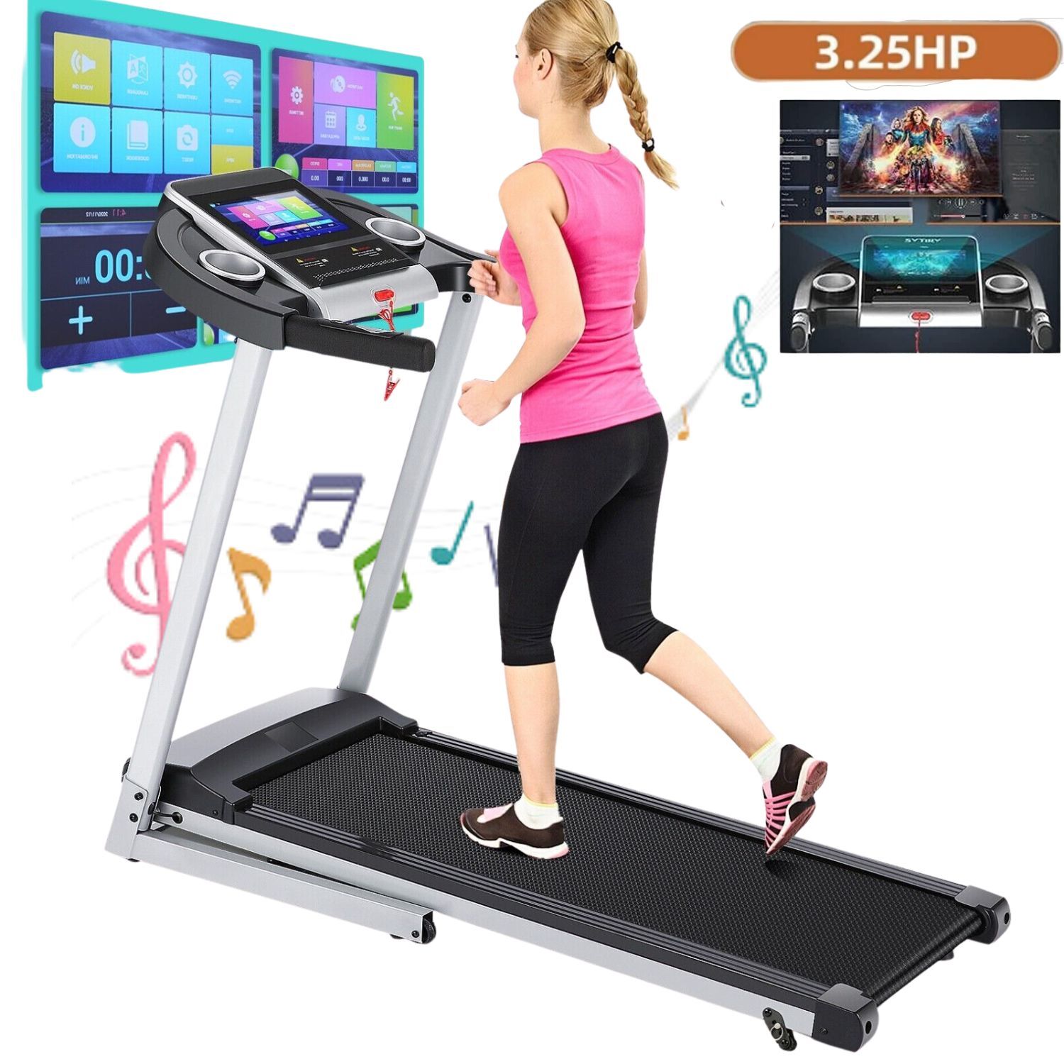 Folding Treadmill for Home with Incline,Smart Electric Walking Pad 3.5HP Powerfu