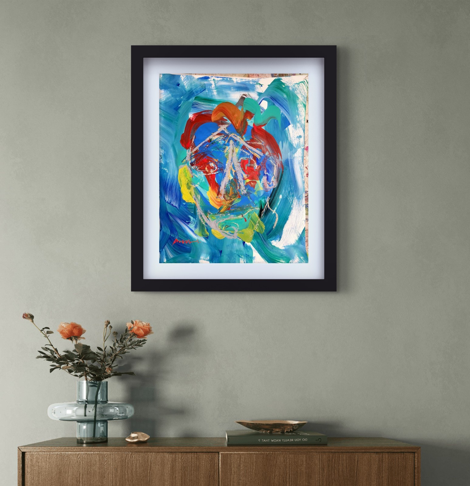Aleph Original Art 14x11 Abstract Expressionist Original Painting Gallery Paper