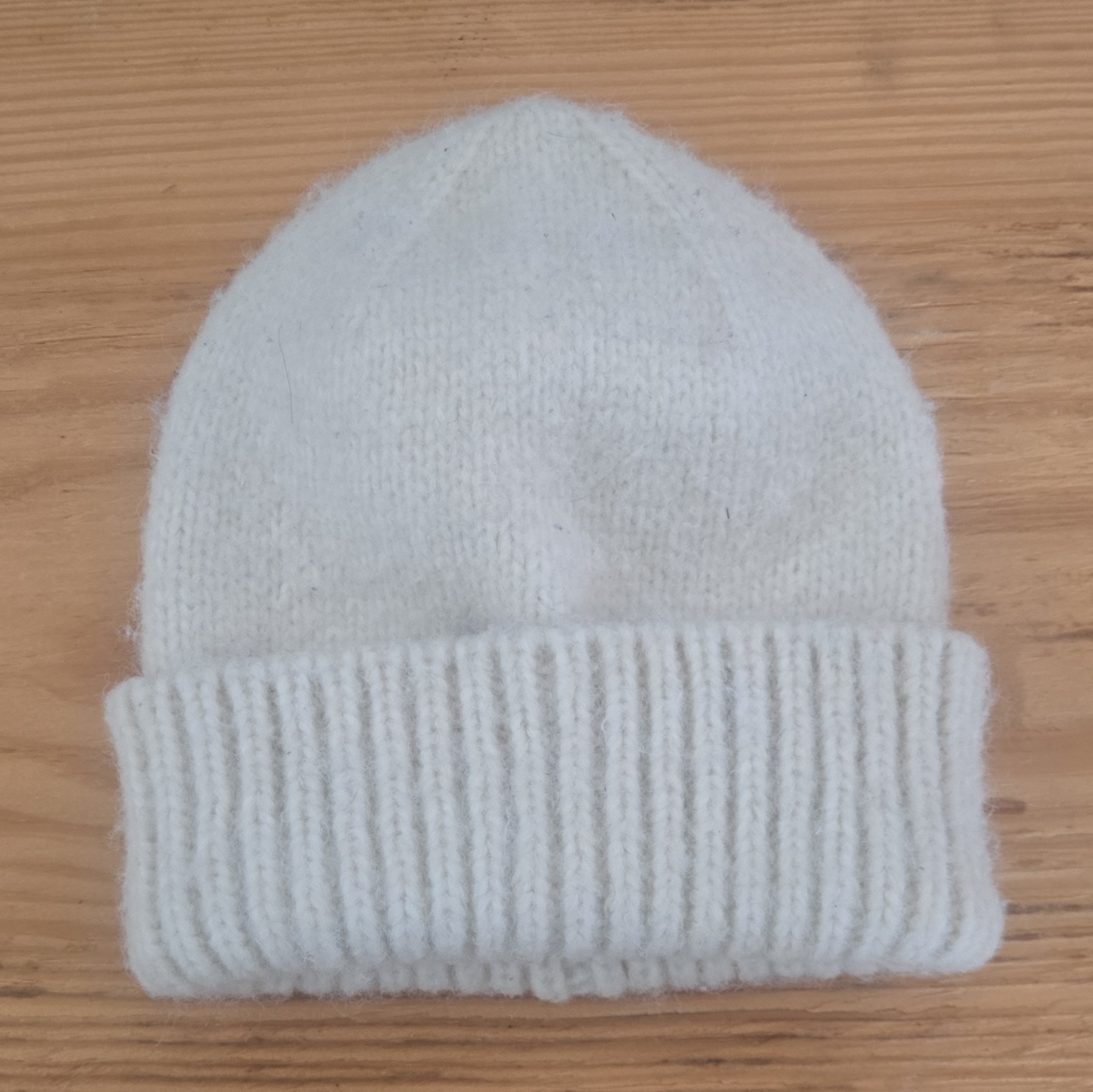 A New Day Ivory Solid Knit Beanie Hat Women One Size Recycled Polyester Blend