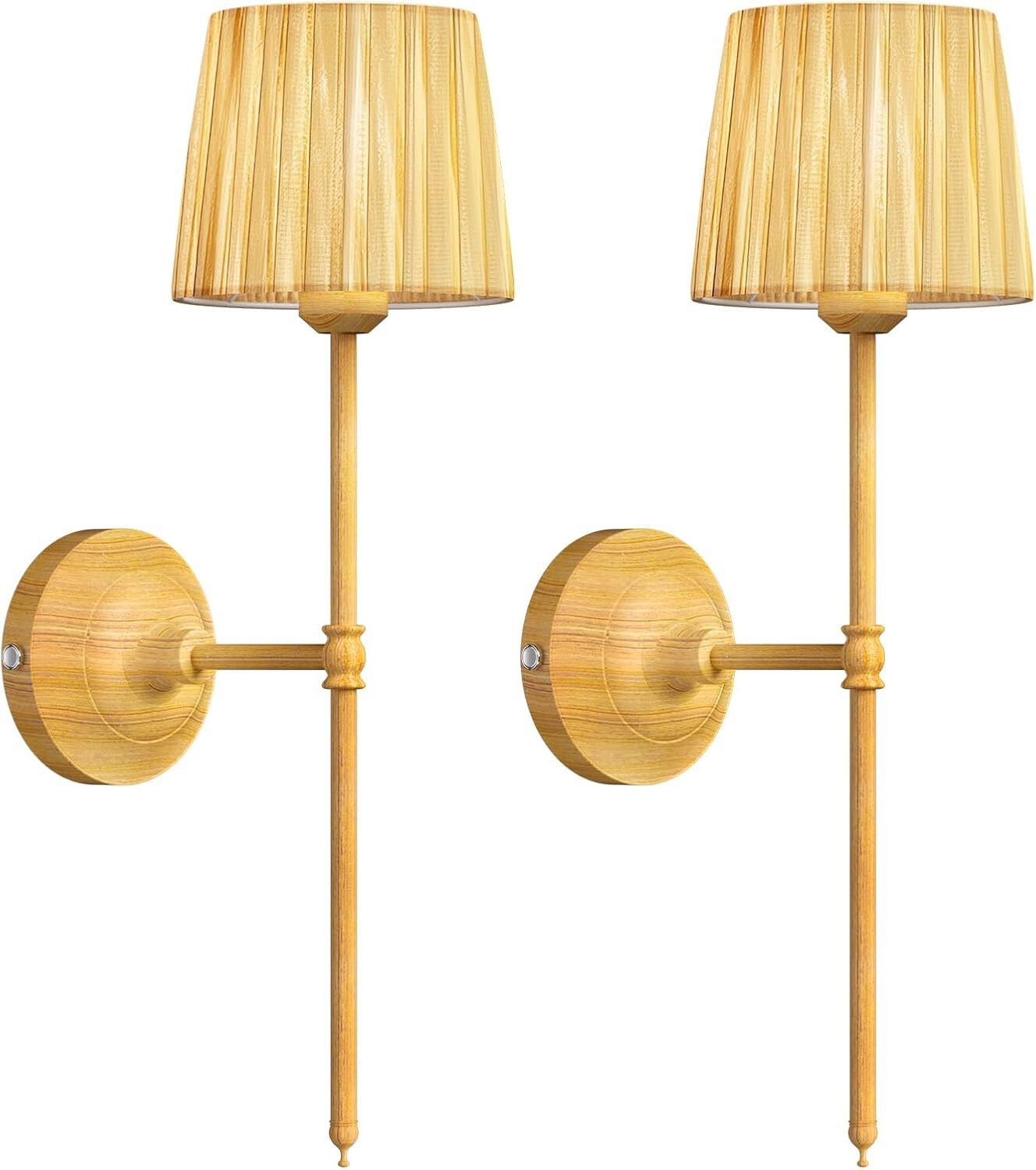 ACOLIT P 2PC Wall Lamp Wood Grain with Remote - Modern LED Lighting