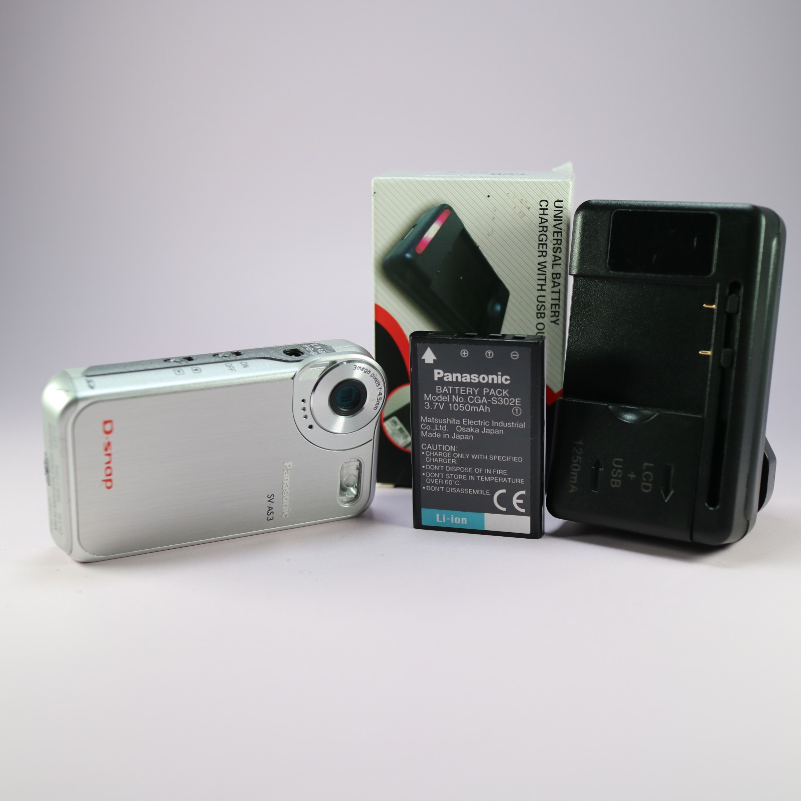 Panasonic D-snap SV-AS3 Multifunction Camcorder Silver W/ Battery + Charger