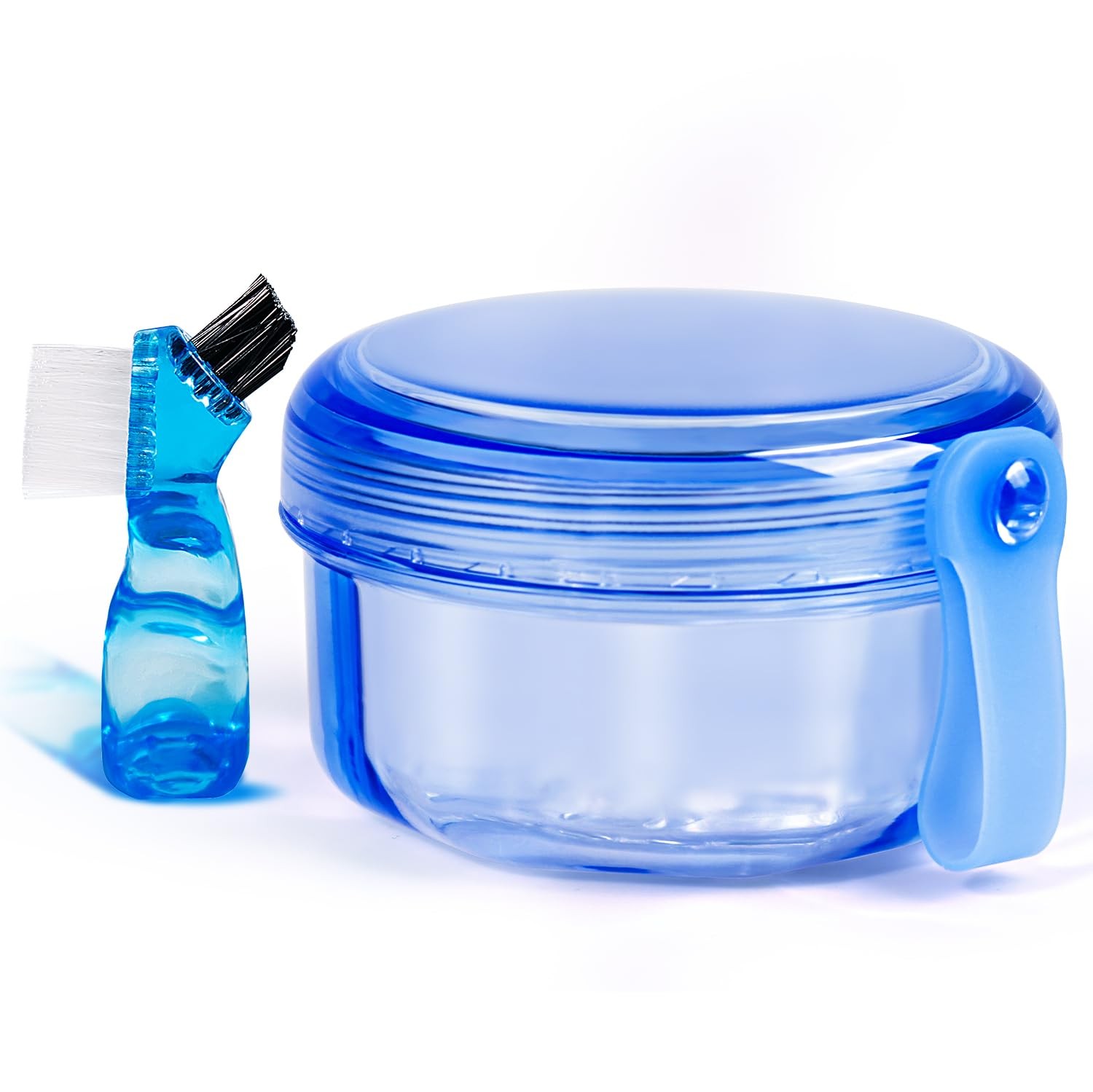 Mckkor Leak Proof Portable Denture Bath Case Transparent Blue