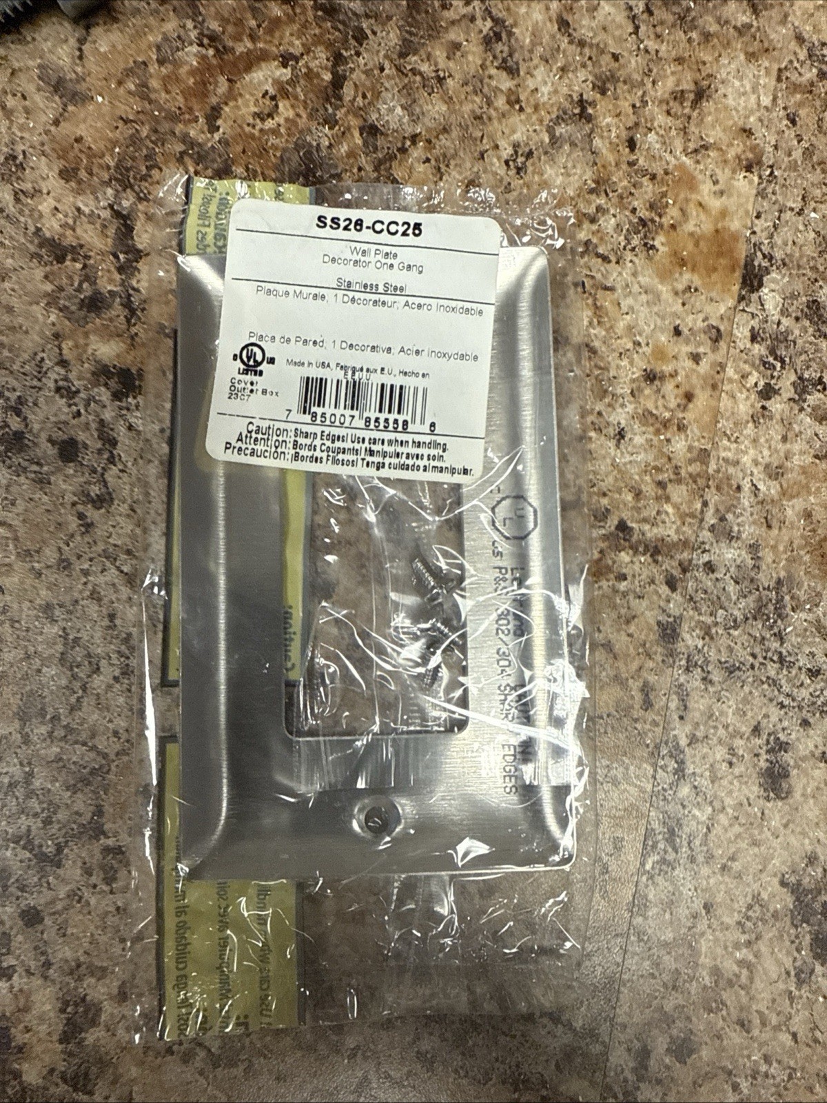 Lot of 2 ~ Wall Plate, 1-Gang, Stainless-Steel decorator SS26-CC25