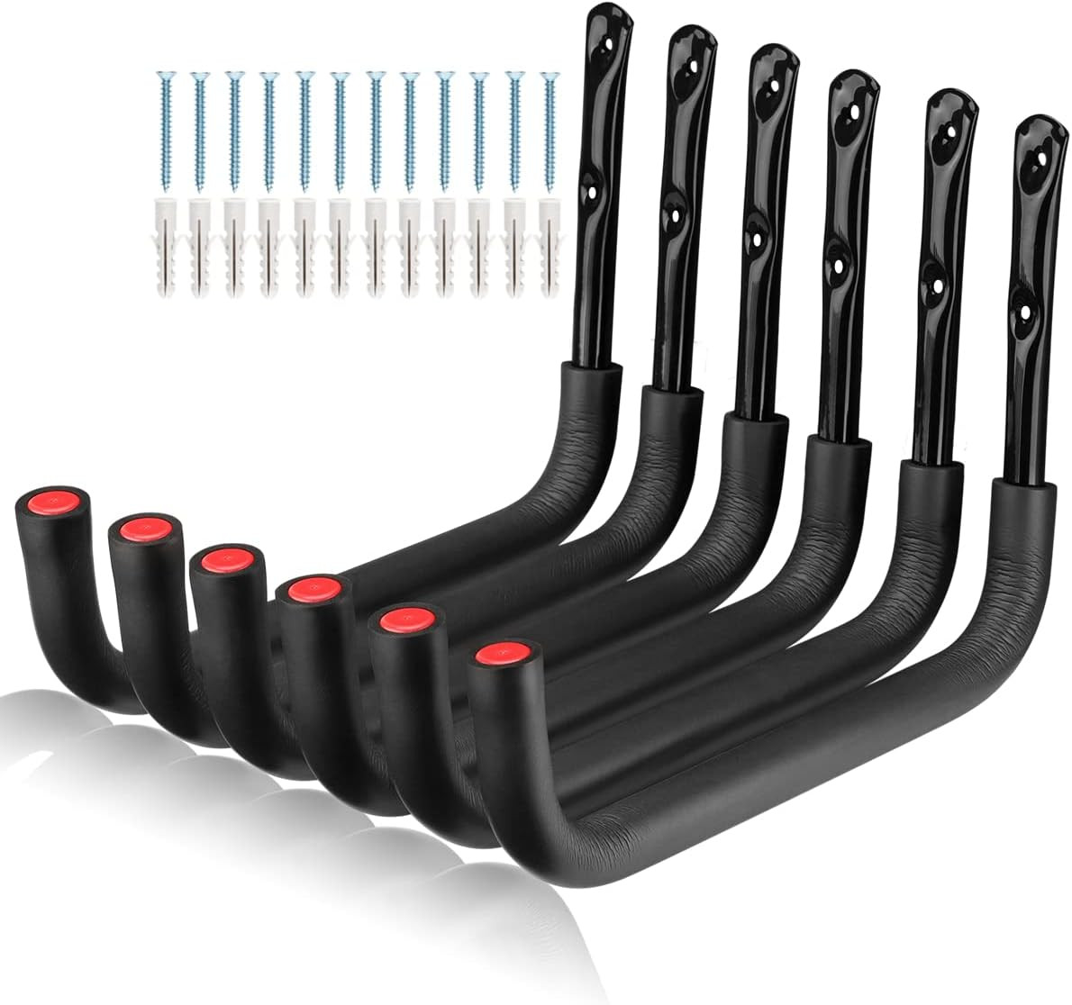 6 Pack Kayak Storage Hooks, 15.5 Inch Wall Mount Canoe Hangers, Heavy Duty