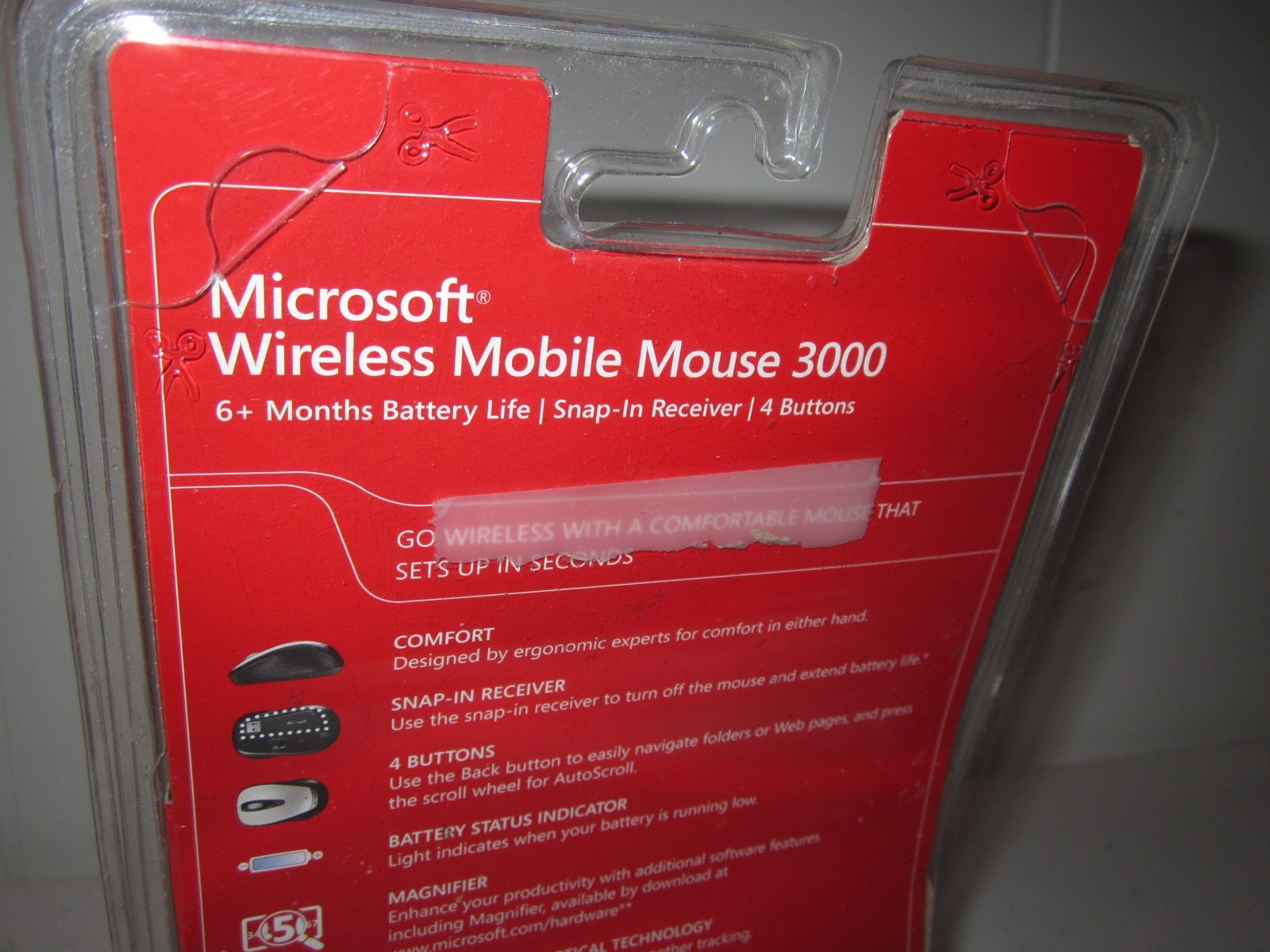Microsoft Wireless Notebook Optical Mouse 3000 PC Windows/Mac Brand New