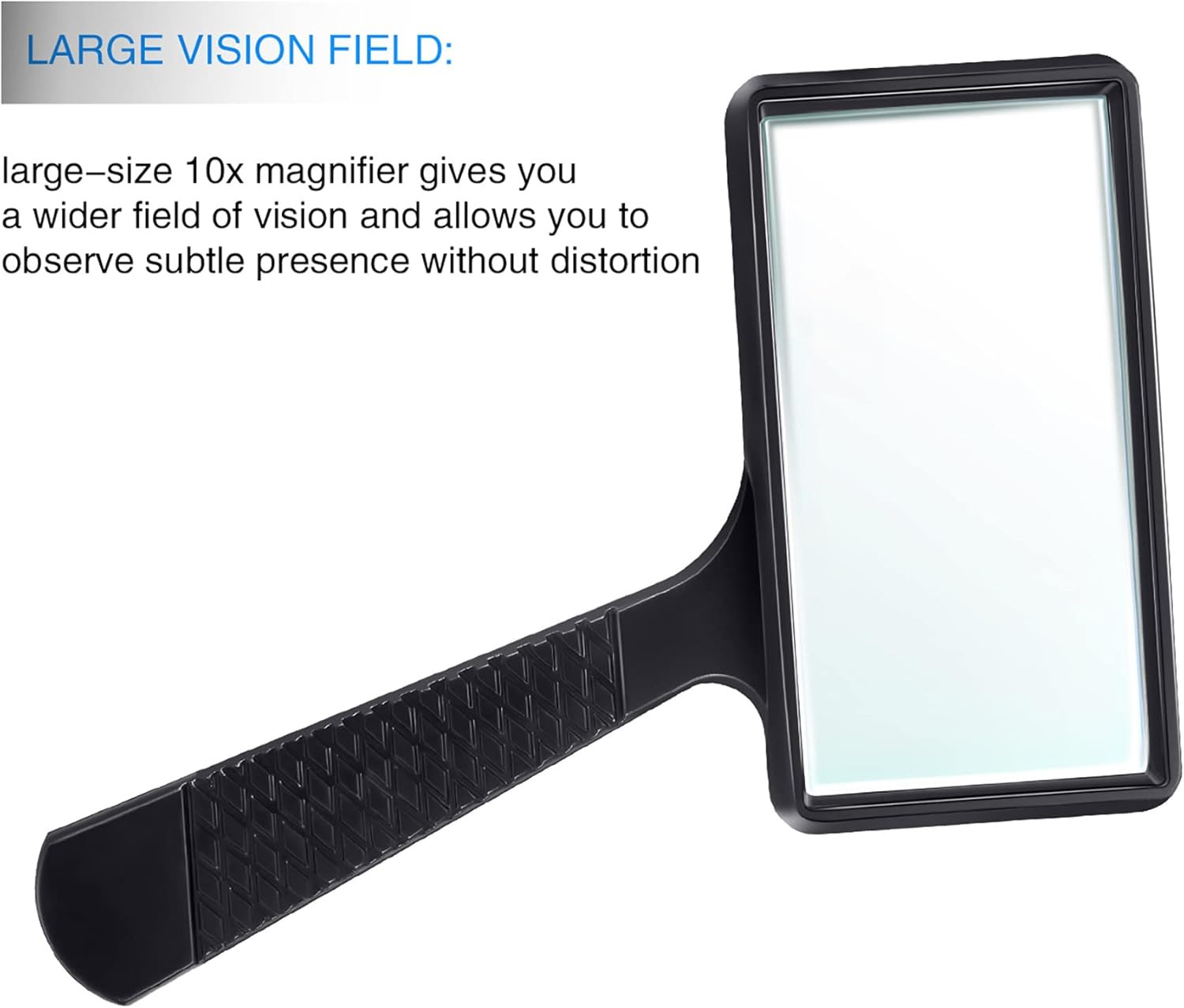 10X Handheld Magnifier, 3.77 X 1.89 Inch Rectangular Magnifying Glass, Scratch R
