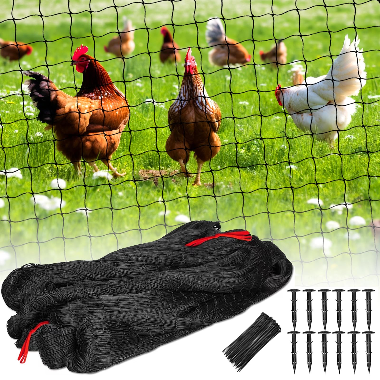 BSTPCOO Nylon Bird Netting 50'x50' with 2.4" Square Mesh 50'×50'-2.4'', Black