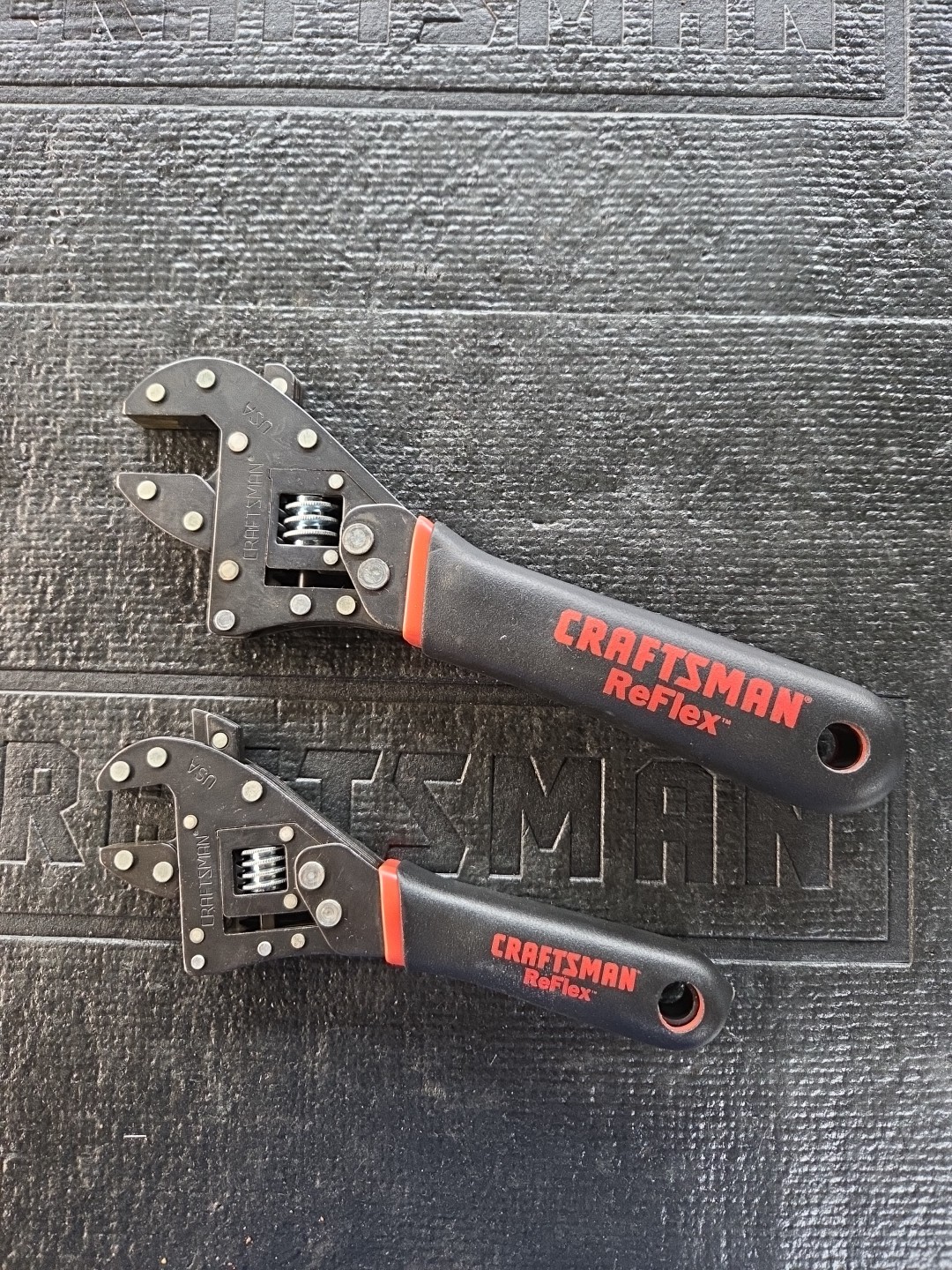Craftsman USA 2pc REFLEX 45781 & 45782 Adjustable Wrench Set w/ Cushion Grips