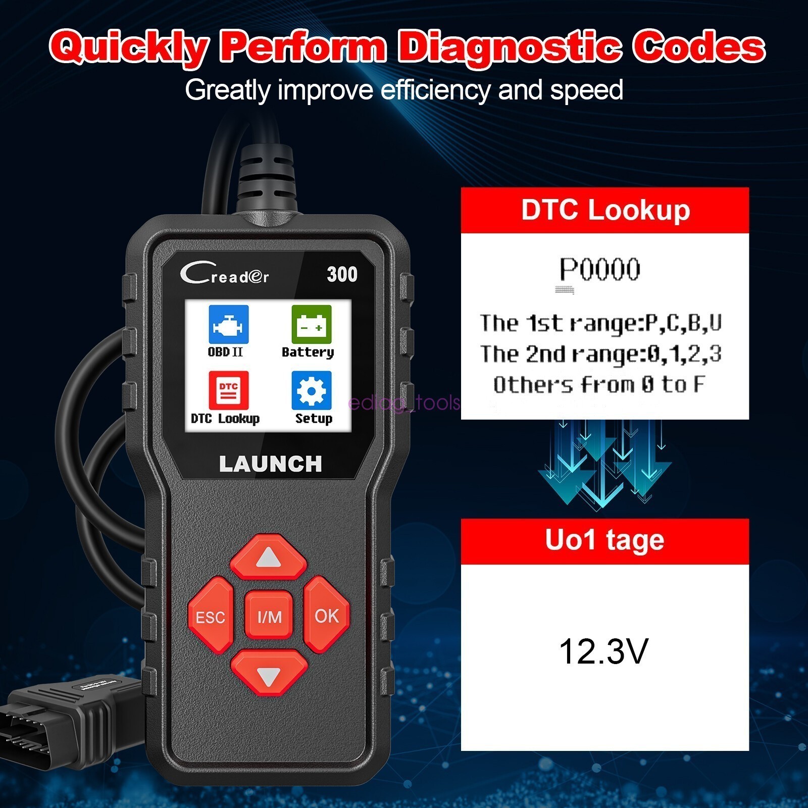 LAUNCH CR300 OBD2 Scanner Car Engine Fault Code Reader Diagnostic Scan Tool*^
