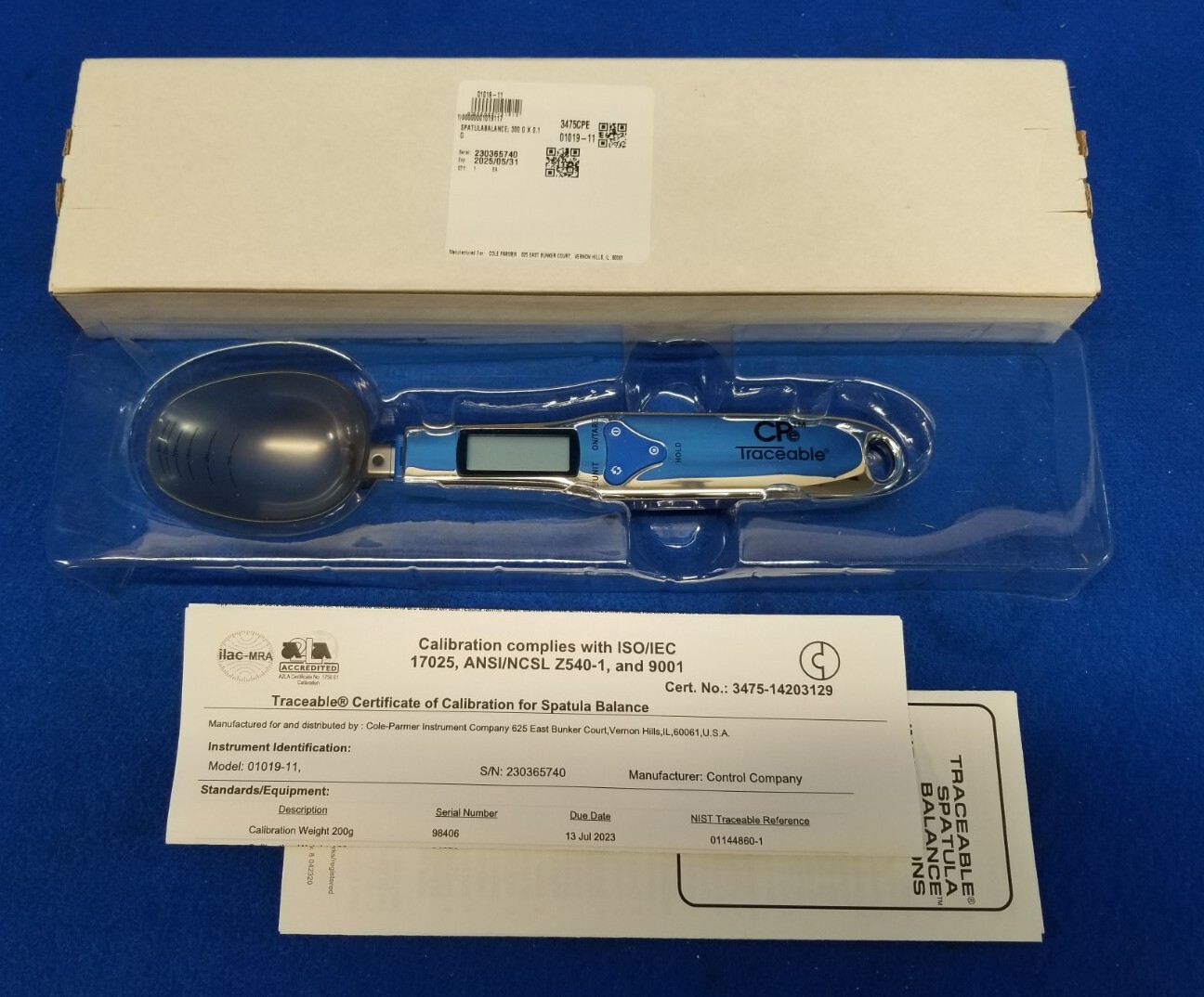 Traceable Spatula Balance WD-01019-11 Capacity 300g, Readability 0.1g, NIST