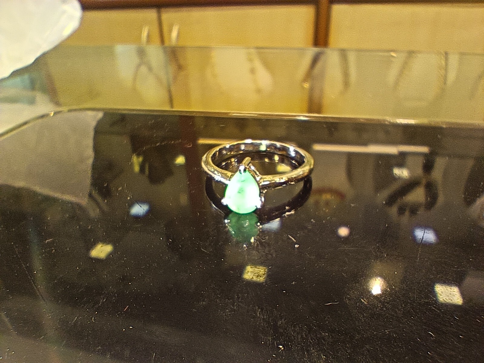 Gemstone Natural Emerald Ring Silver Ring 925 Silver Ring Green Ring Pear Silver