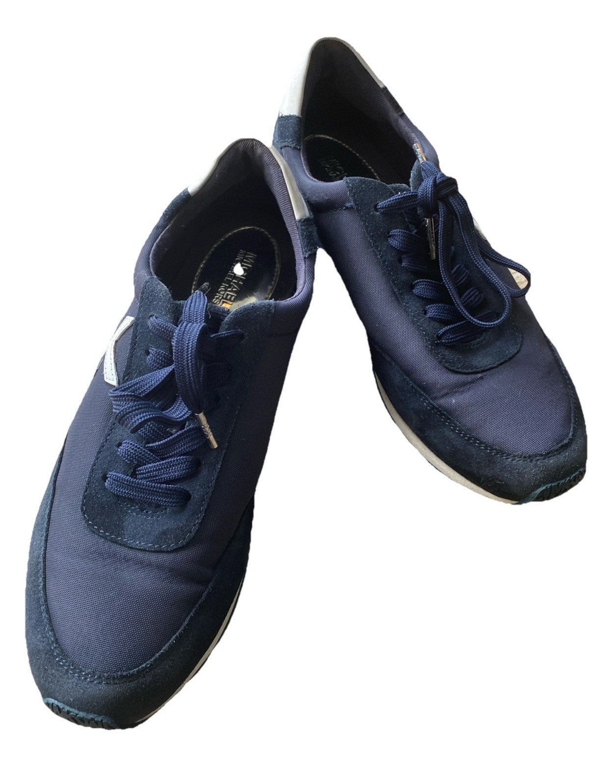 Michael Kors Women Suede Navy Blue /White Sneakers Casual Tennis Shoes Sz 8.5M