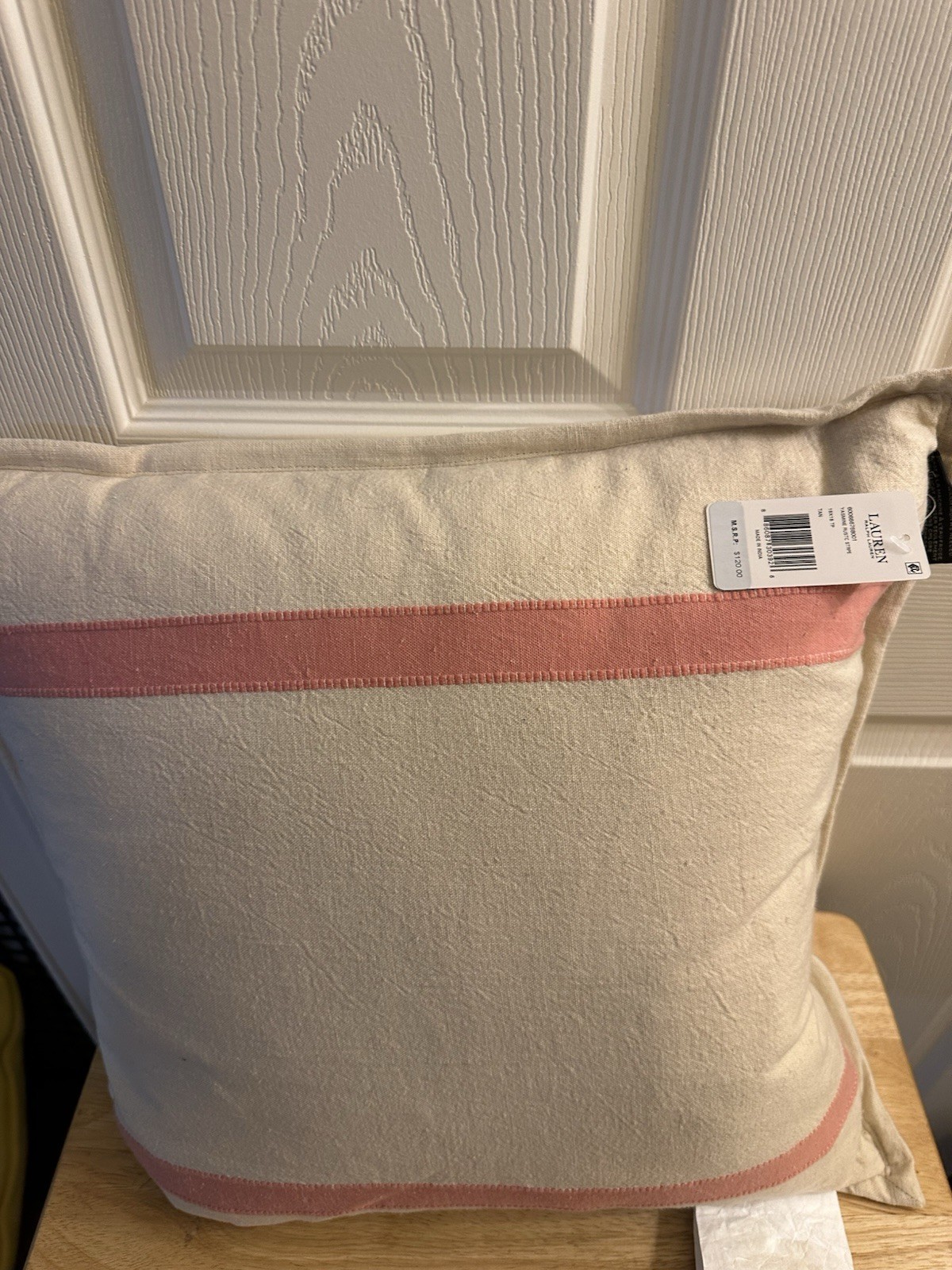 NWT Ralph Lauren Yasmine Rustic Stripe Tan Decorative Throw Pillow 18"x 18"